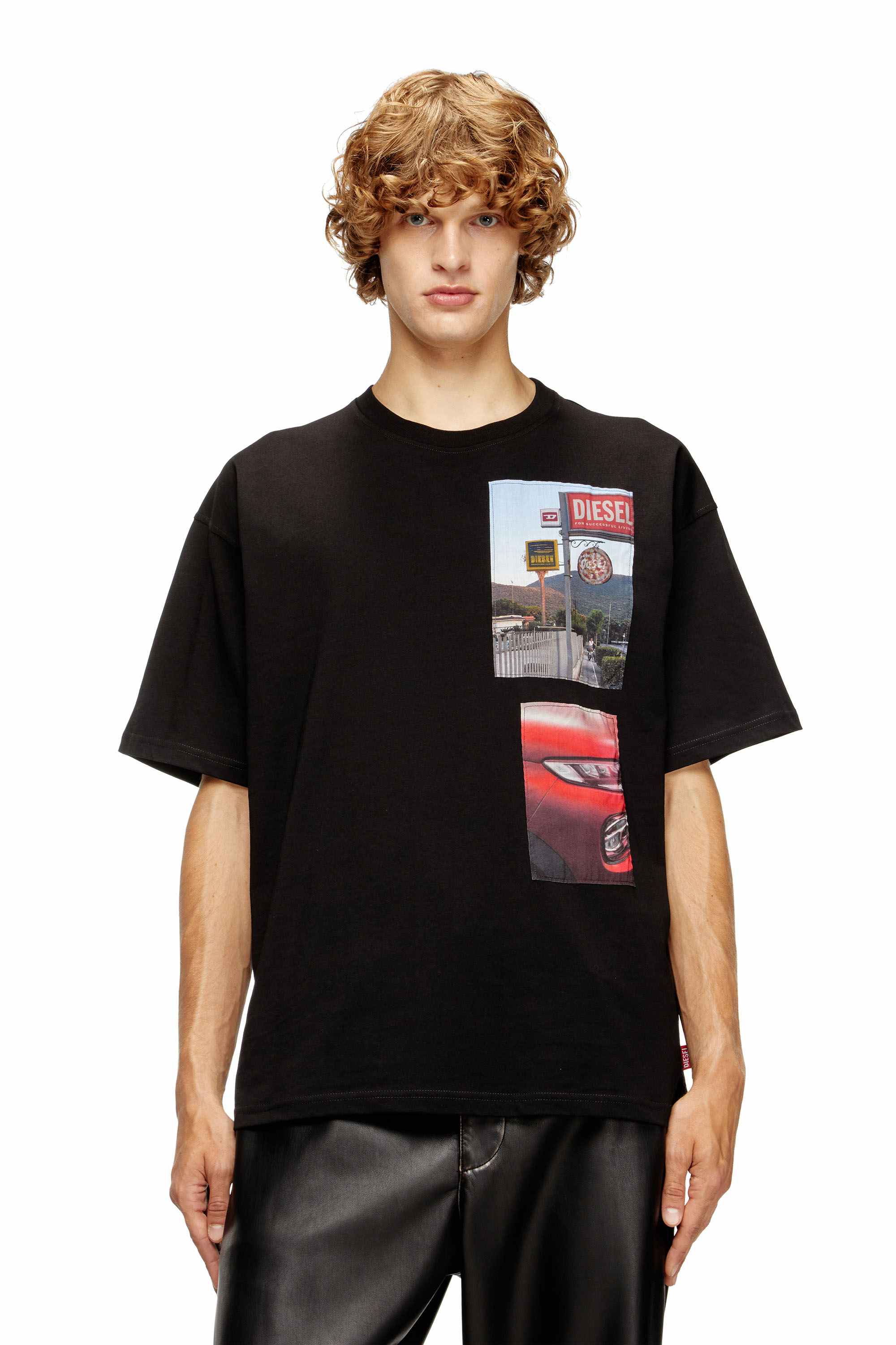 Black T-shirt with logo photo patches
