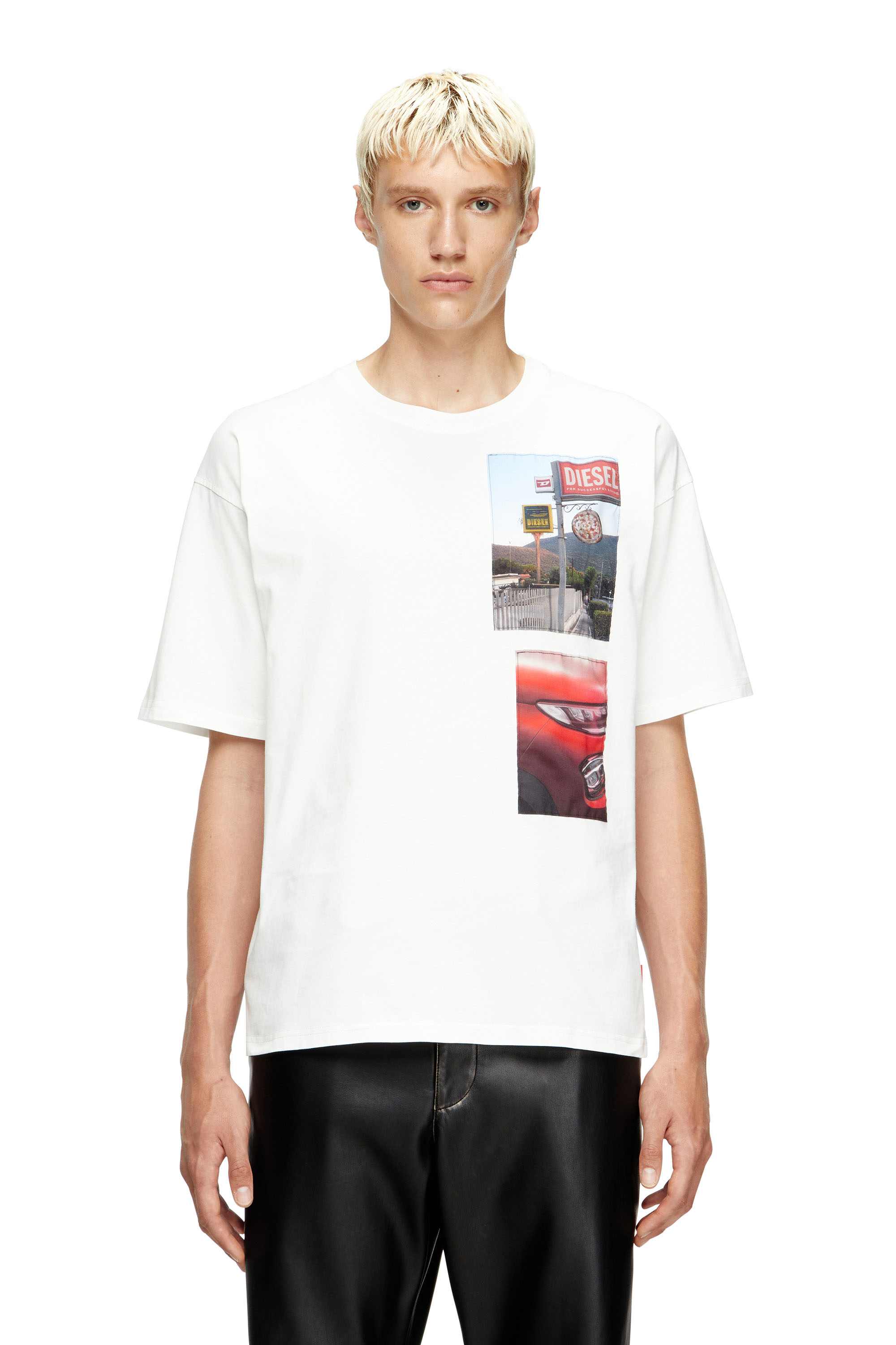 White T-shirt with logo photo patches