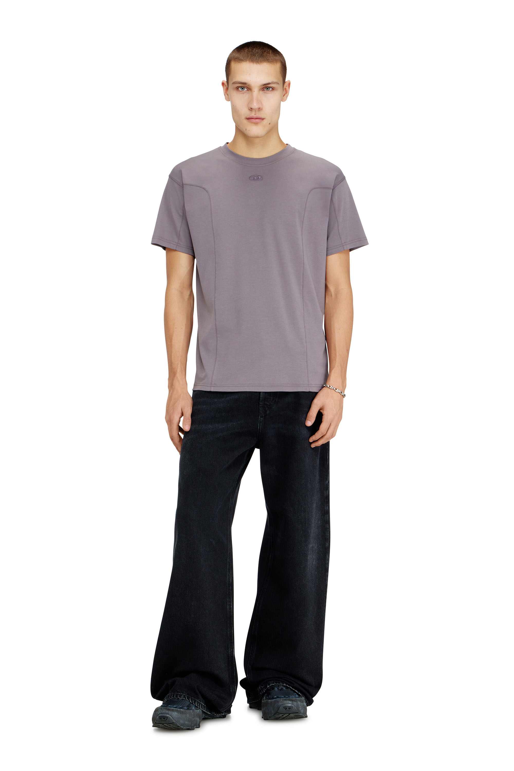 Blue Regular Fit Short-sleeve T-shirt with panels