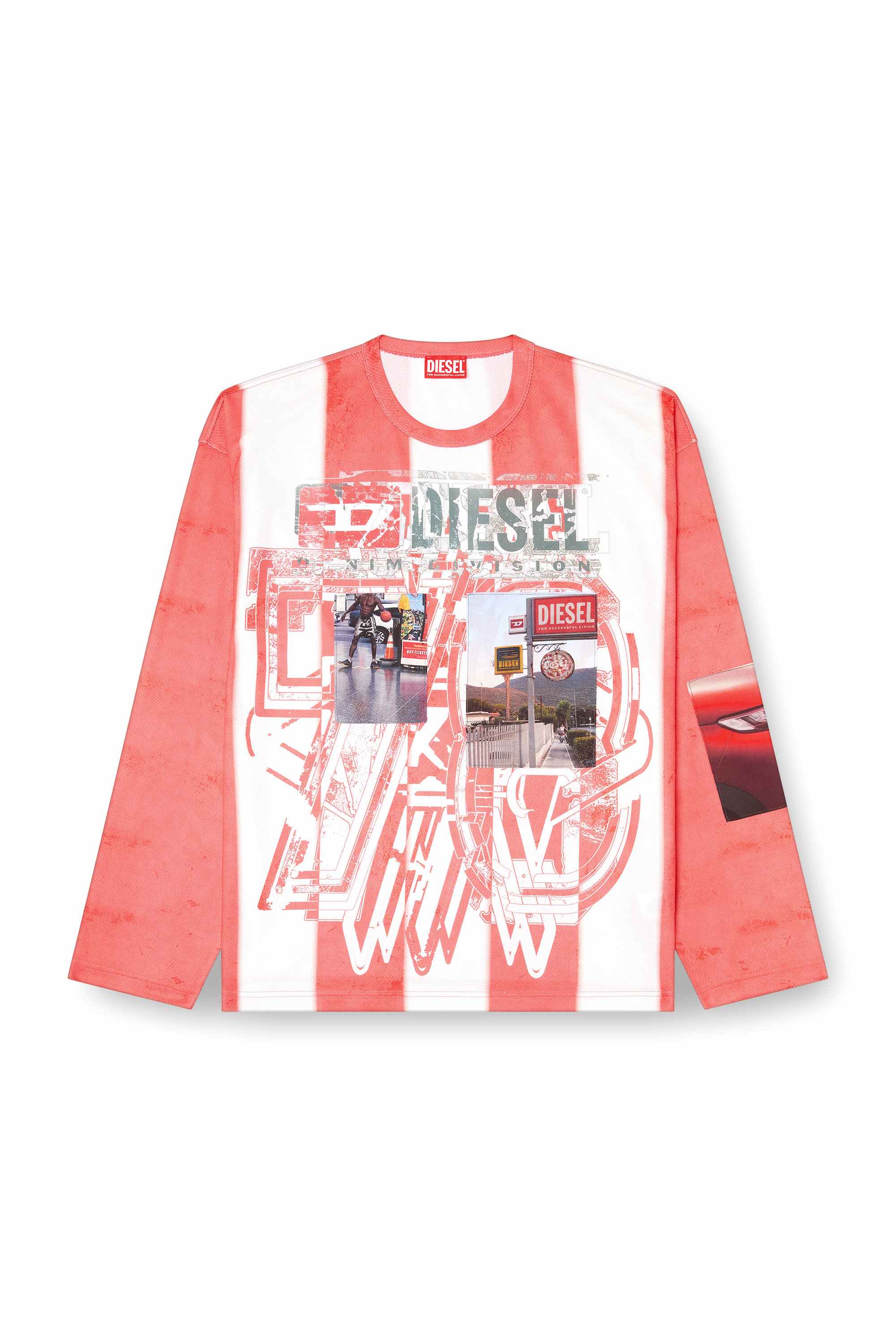 Multicolor Striped long-sleeve T-shirt with photo patches