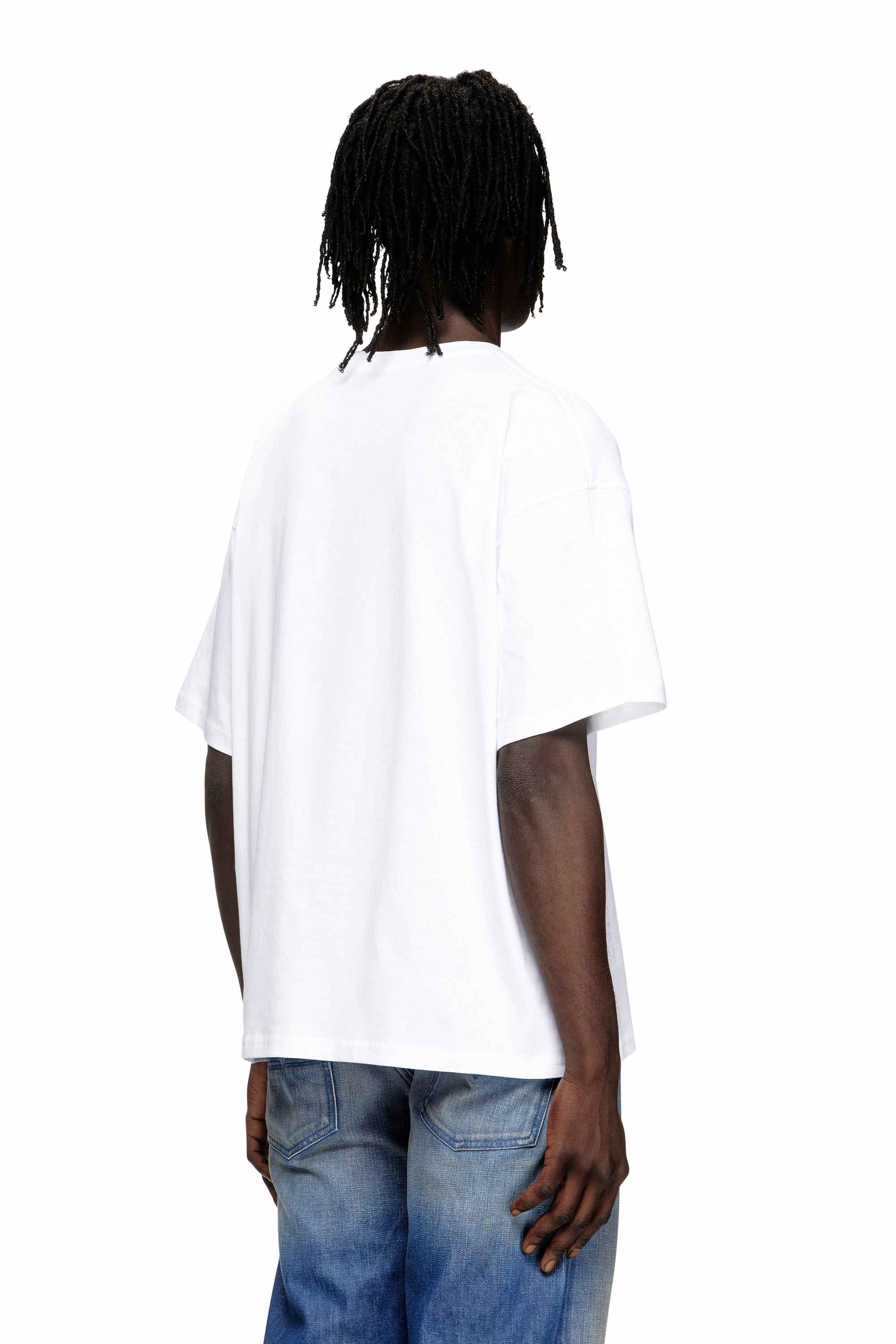 White Cotton t-shirt with Shark mouth print