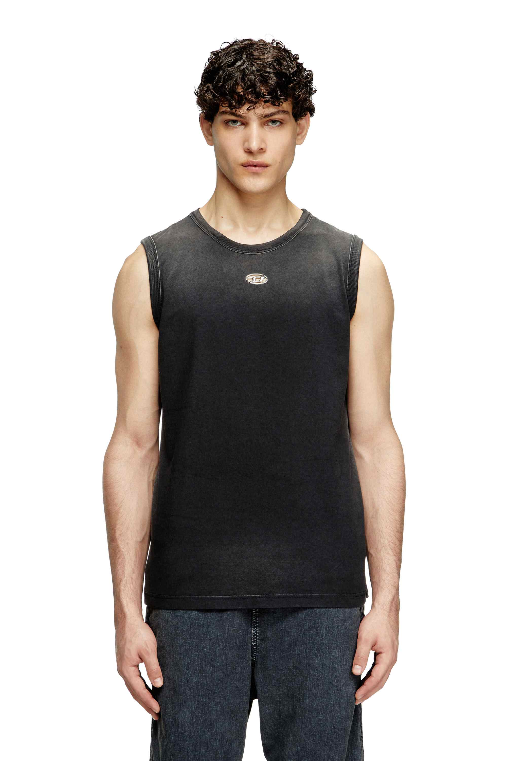 Black Faded tank top with cut-out Oval D