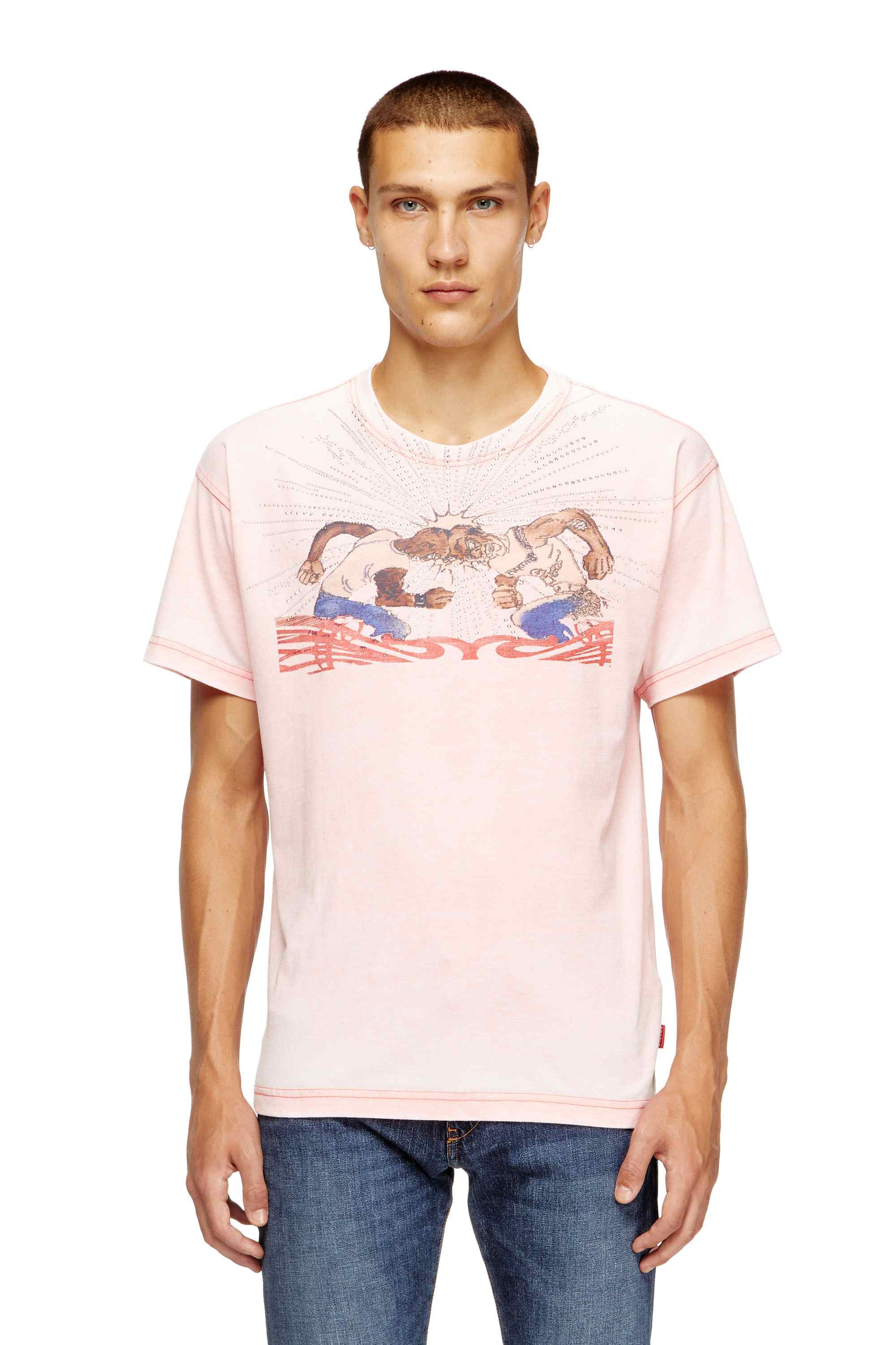 Pink T-shirt with rhinestone graphic