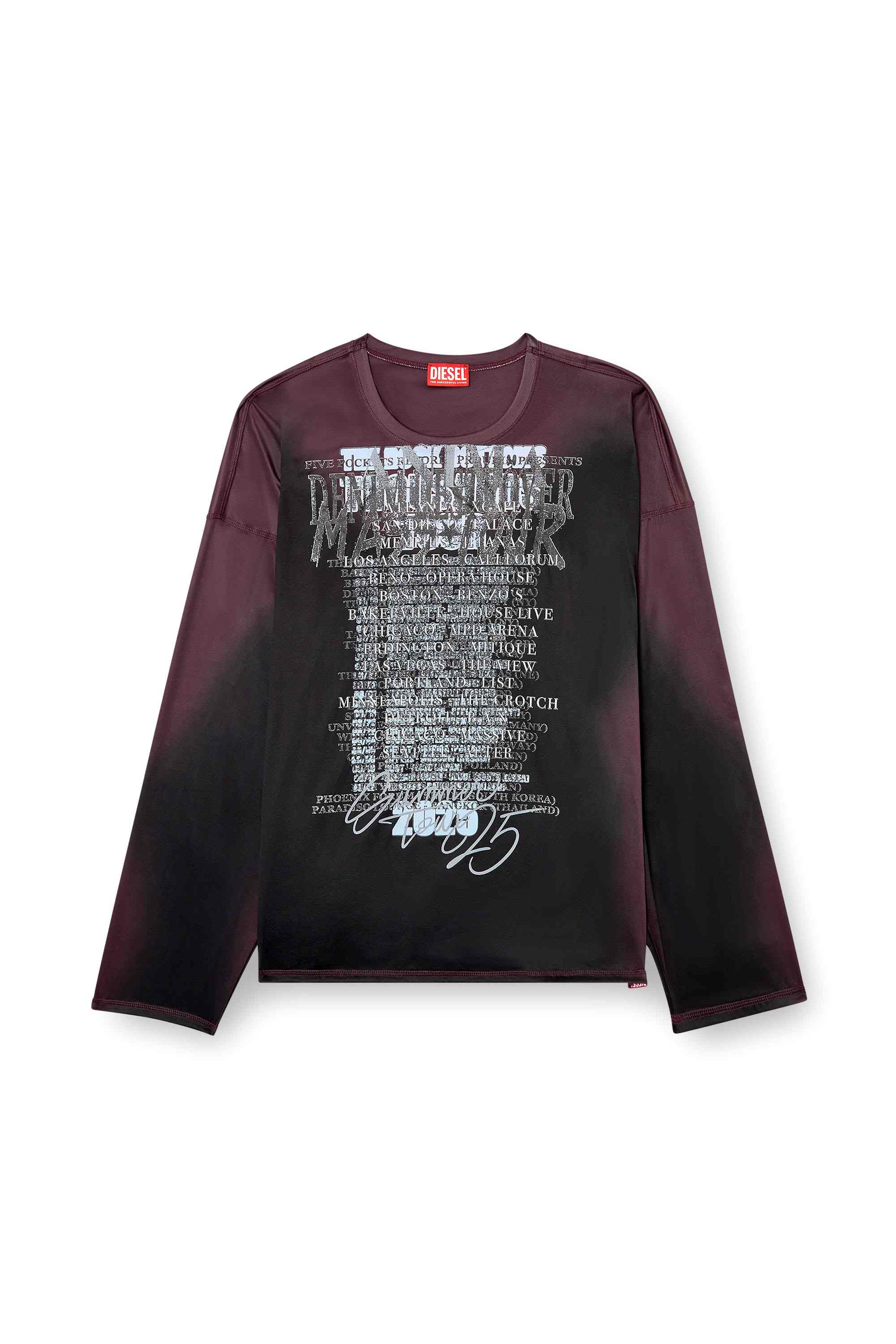 Black Long-sleeve tech-jersey T-shirt with lyrics print