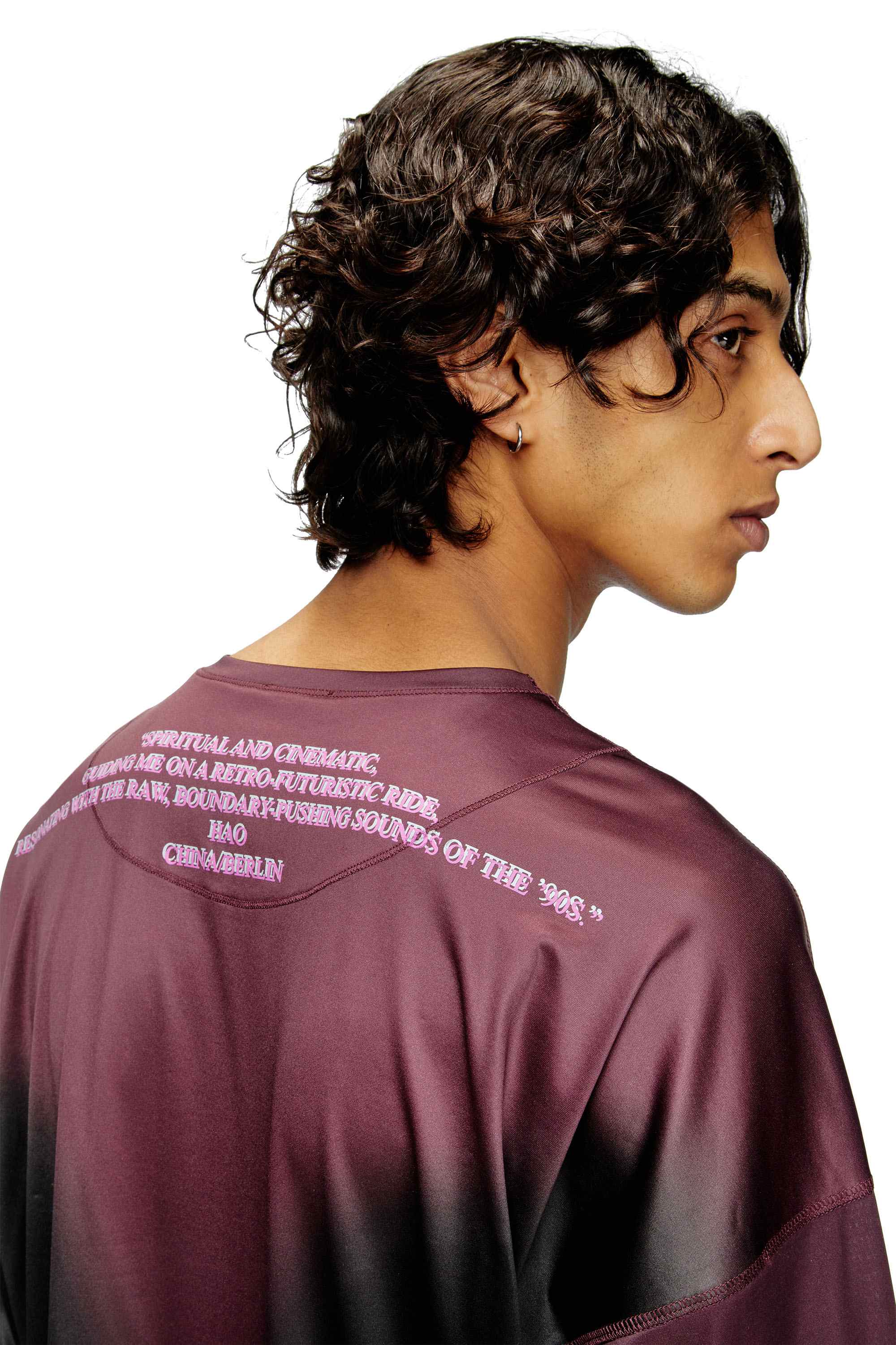 Black Long-sleeve tech-jersey T-shirt with lyrics print