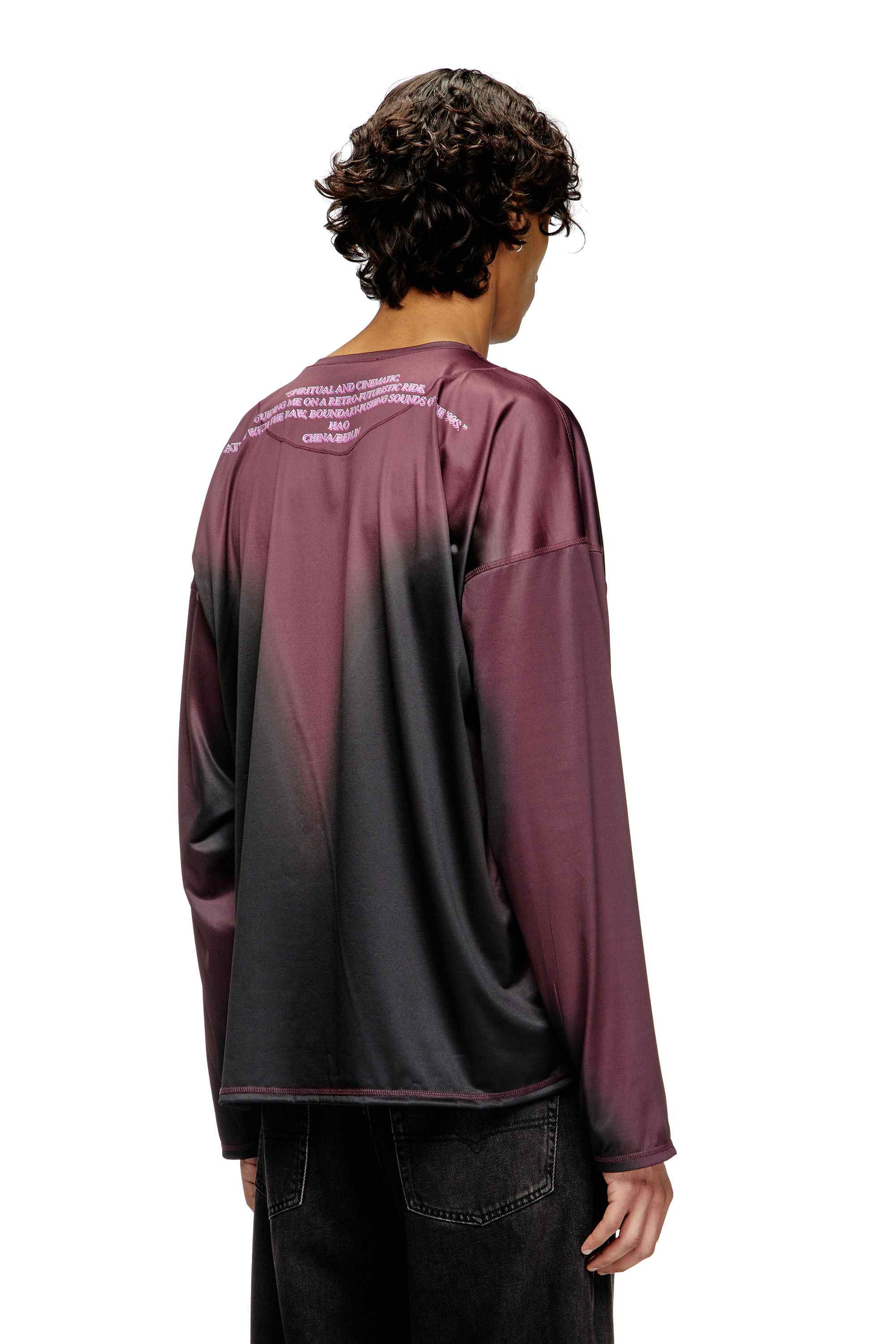 Black Long-sleeve tech-jersey T-shirt with lyrics print