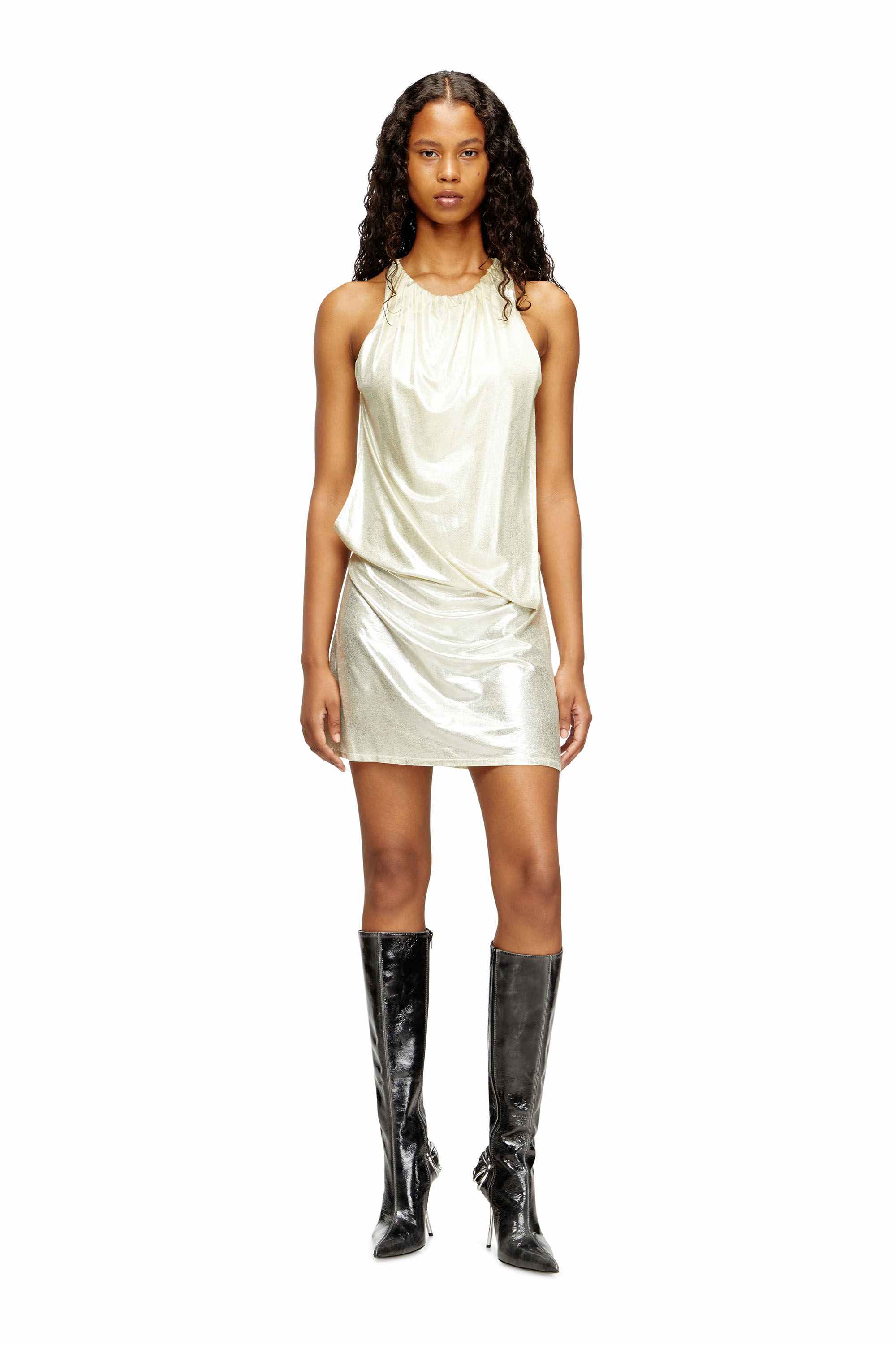 Silver Mini dress with draping
