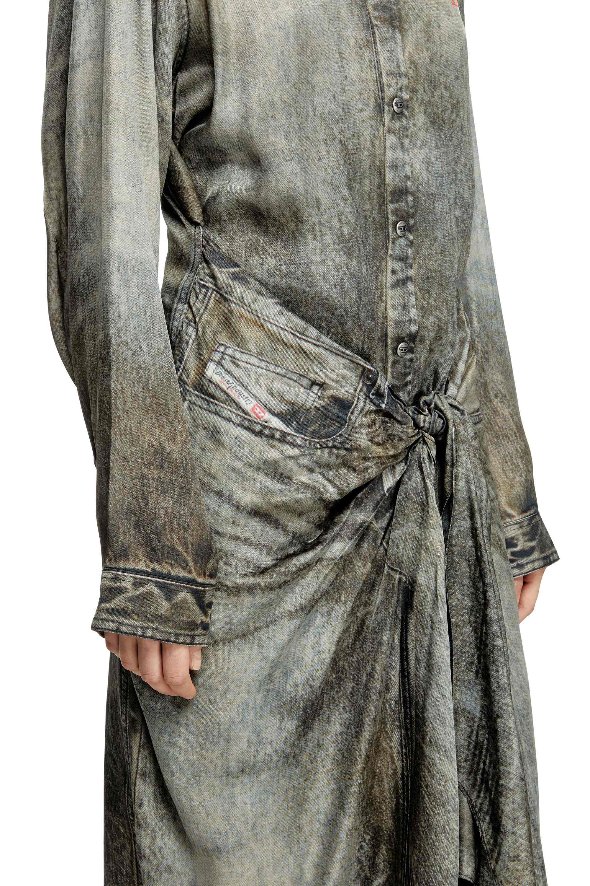 Black Wrap dress in denim-look viscose
