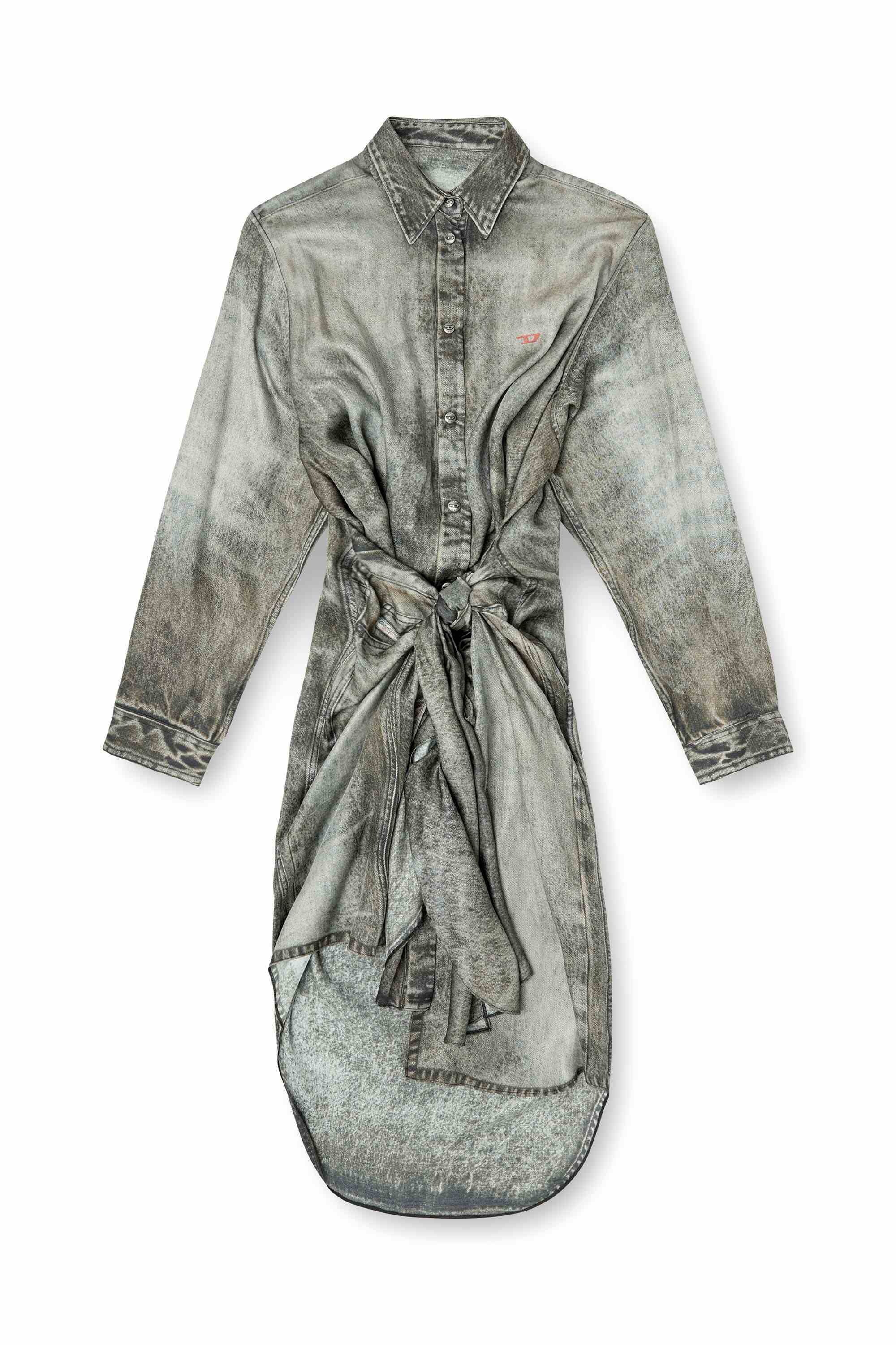 Black Wrap dress in denim-look viscose