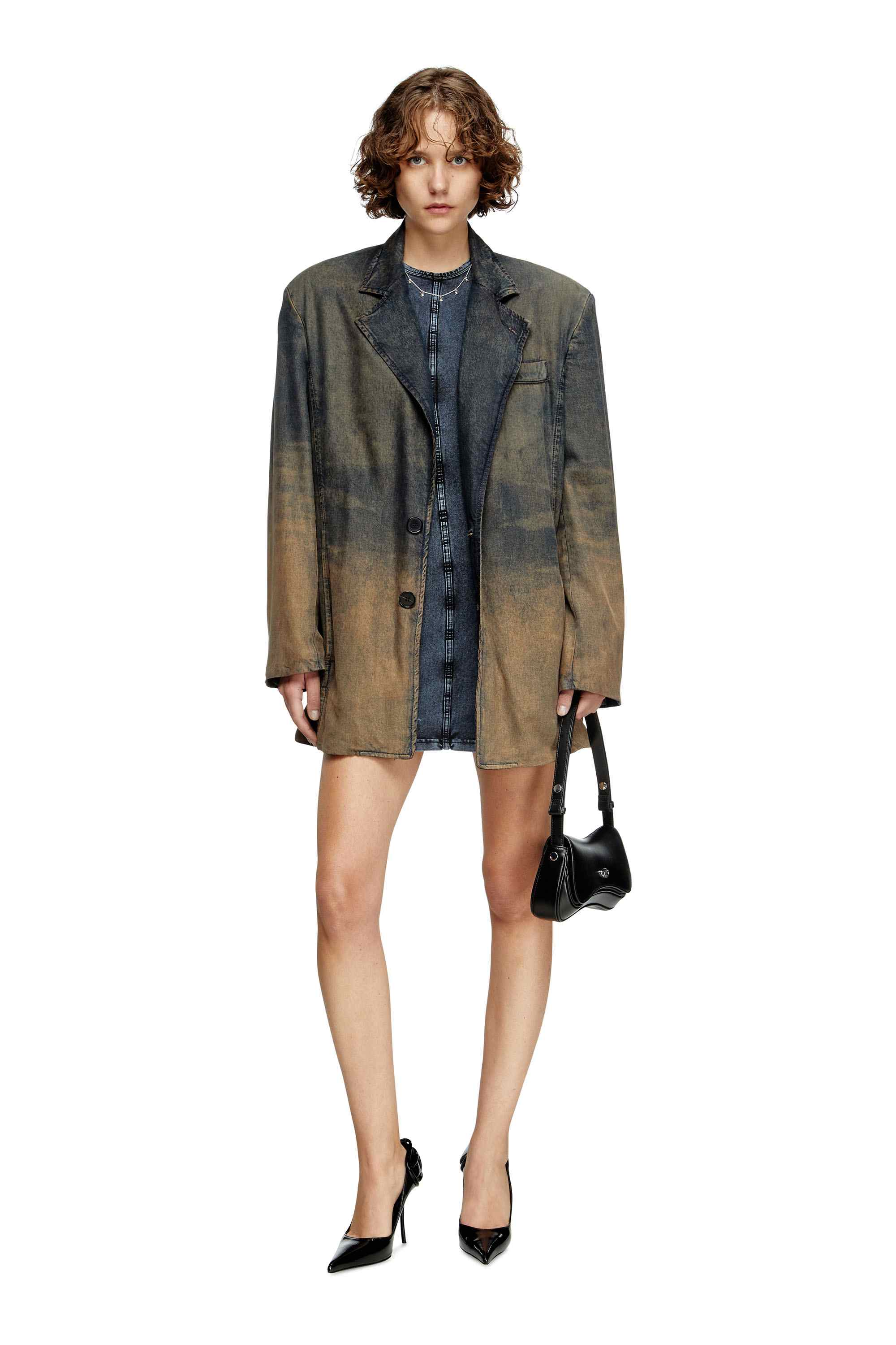 Dark Blue Mini dress in denim-look jersey