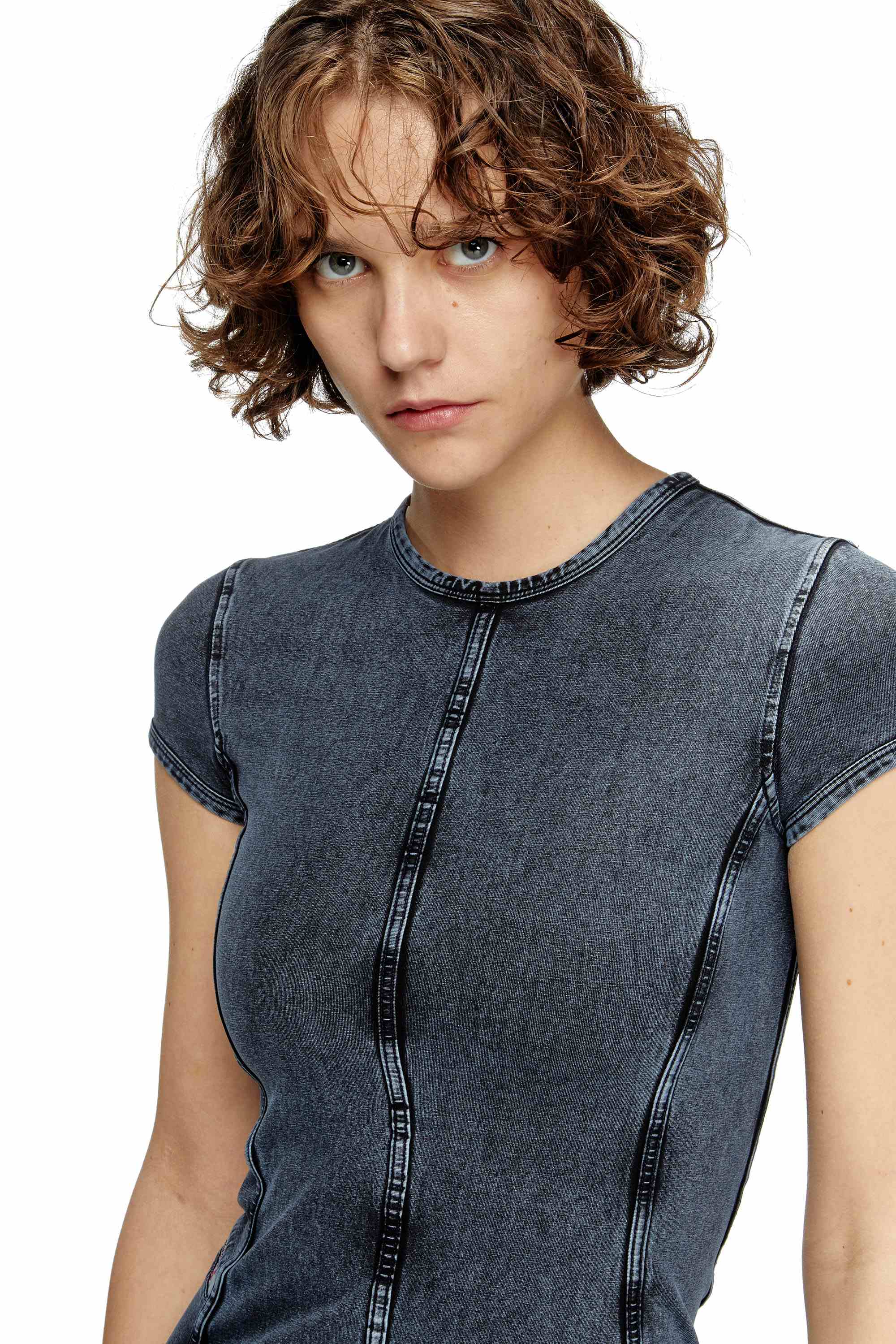 Dark Blue Mini dress in denim-look jersey