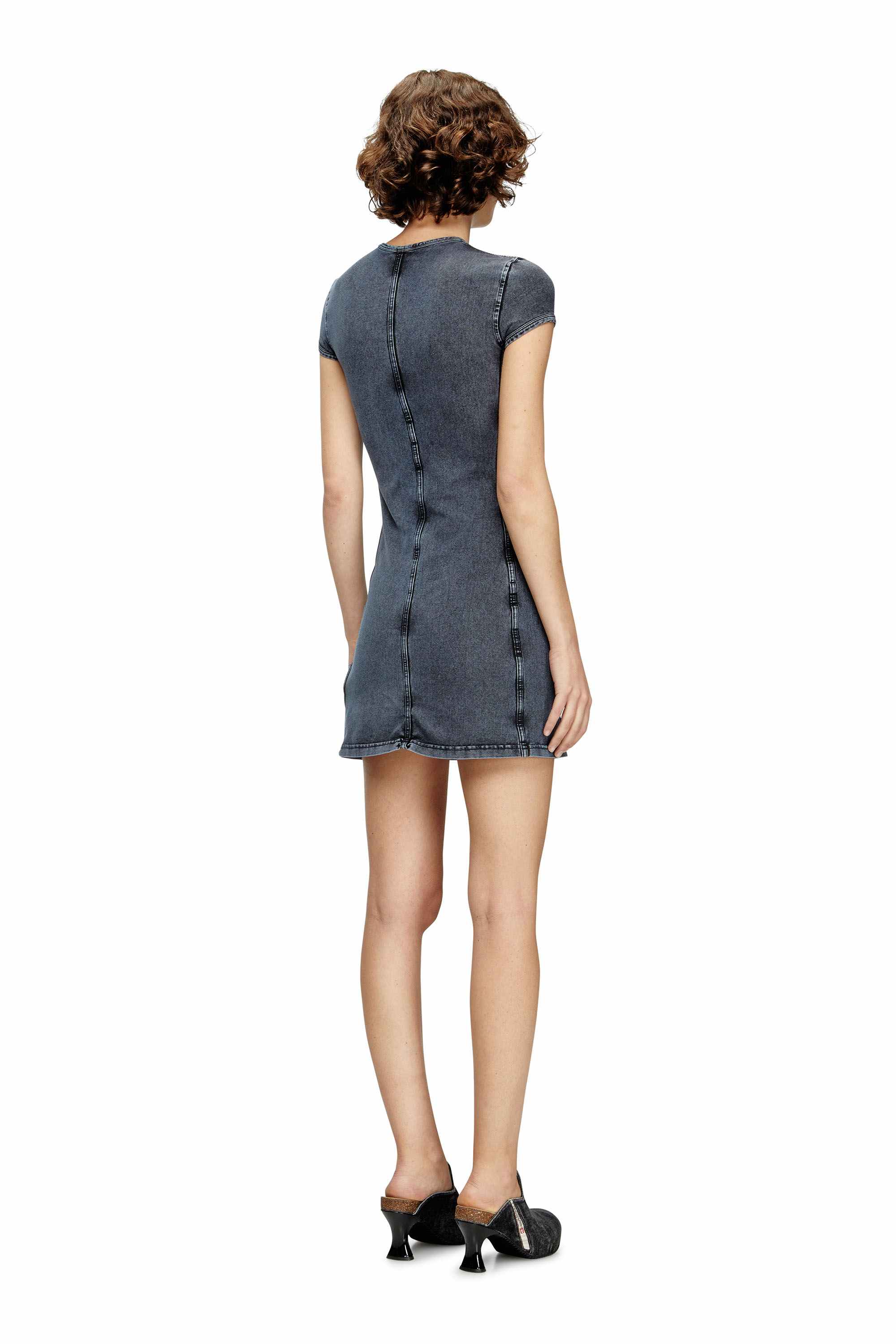 Dark Blue Mini dress in denim-look jersey