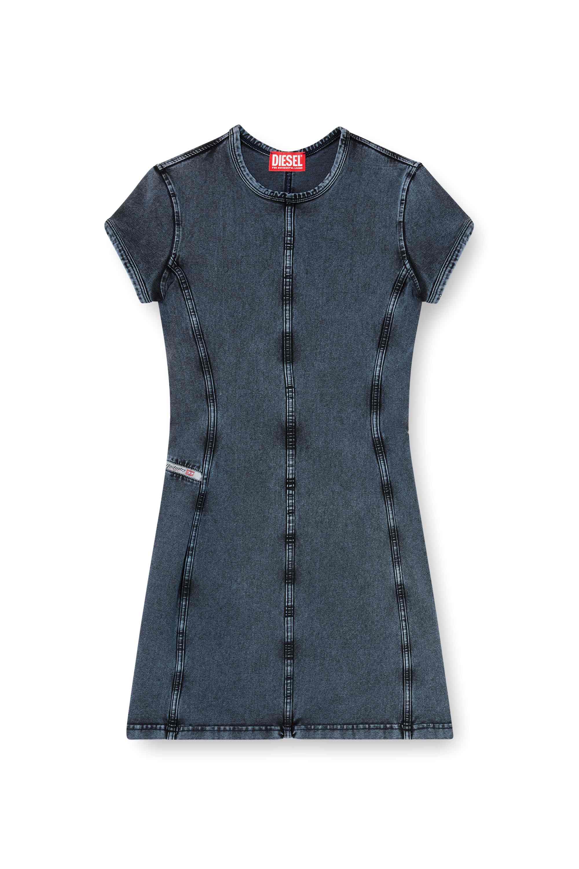 Dark Blue Mini dress in denim-look jersey