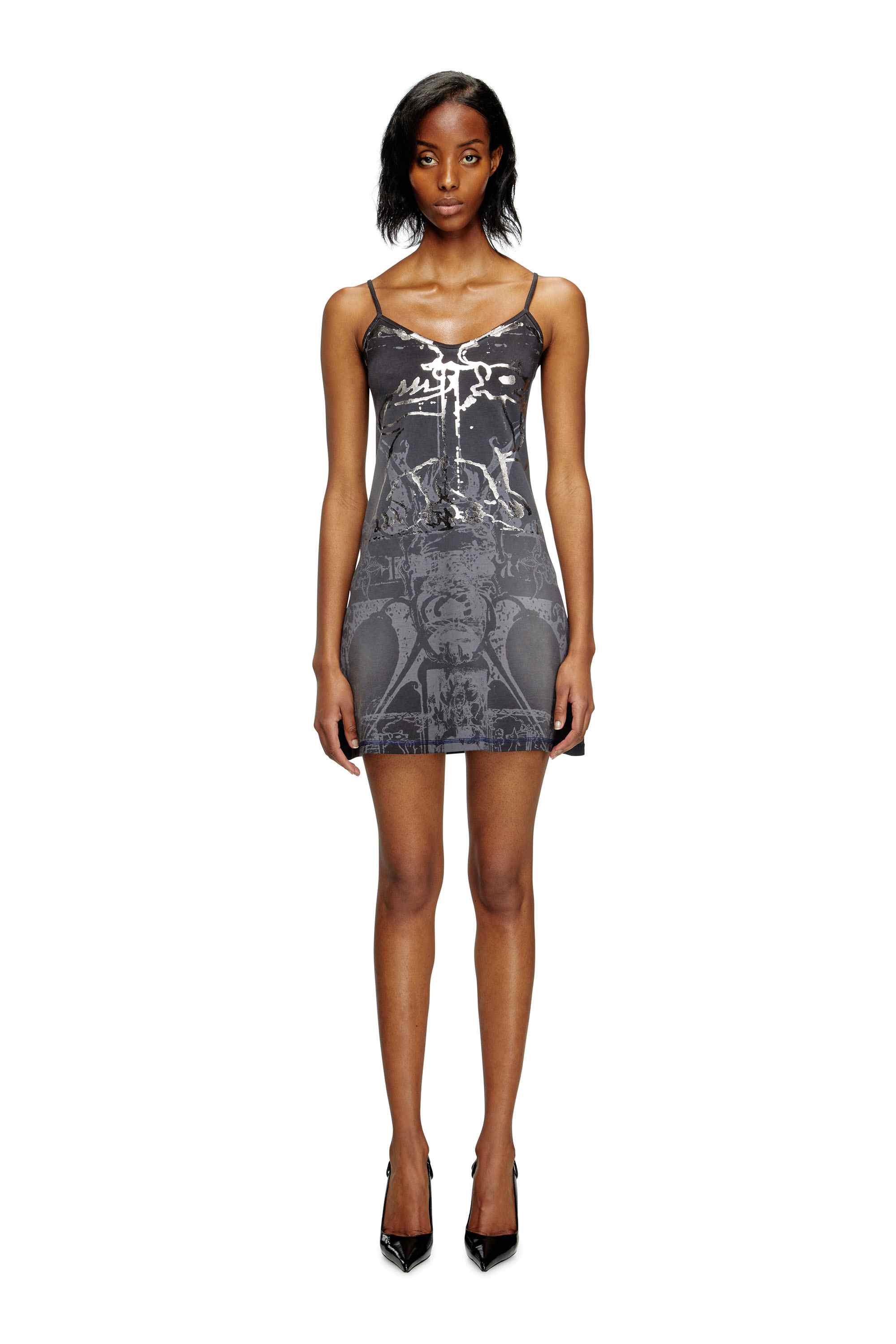 Black Mini dress with foil print