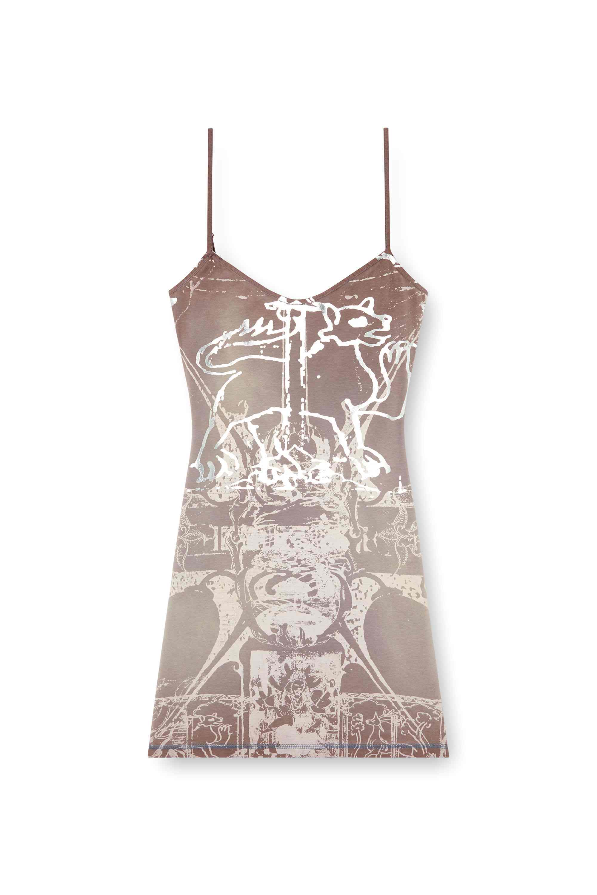 Brown Mini dress with foil print