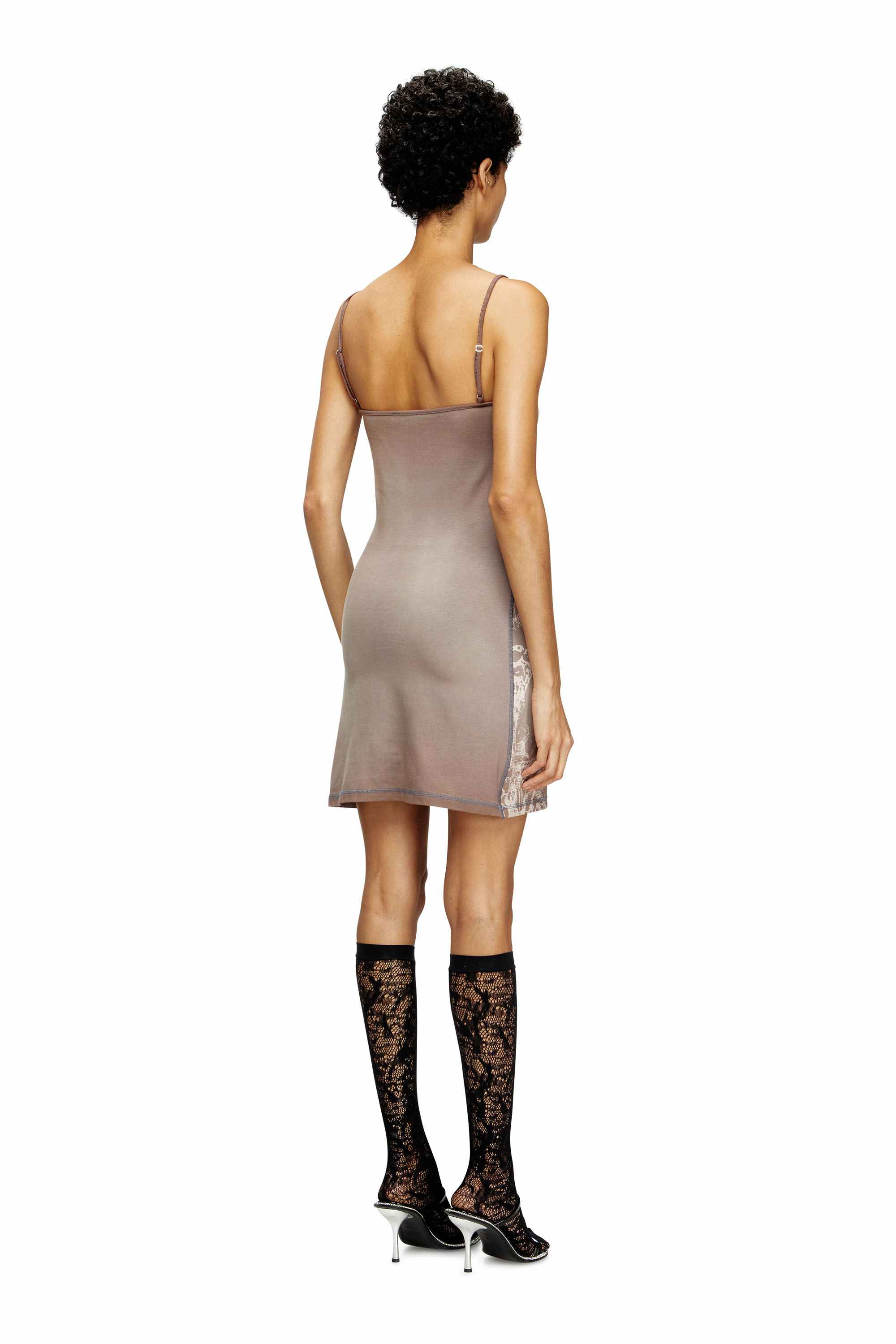 Brown Mini dress with foil print