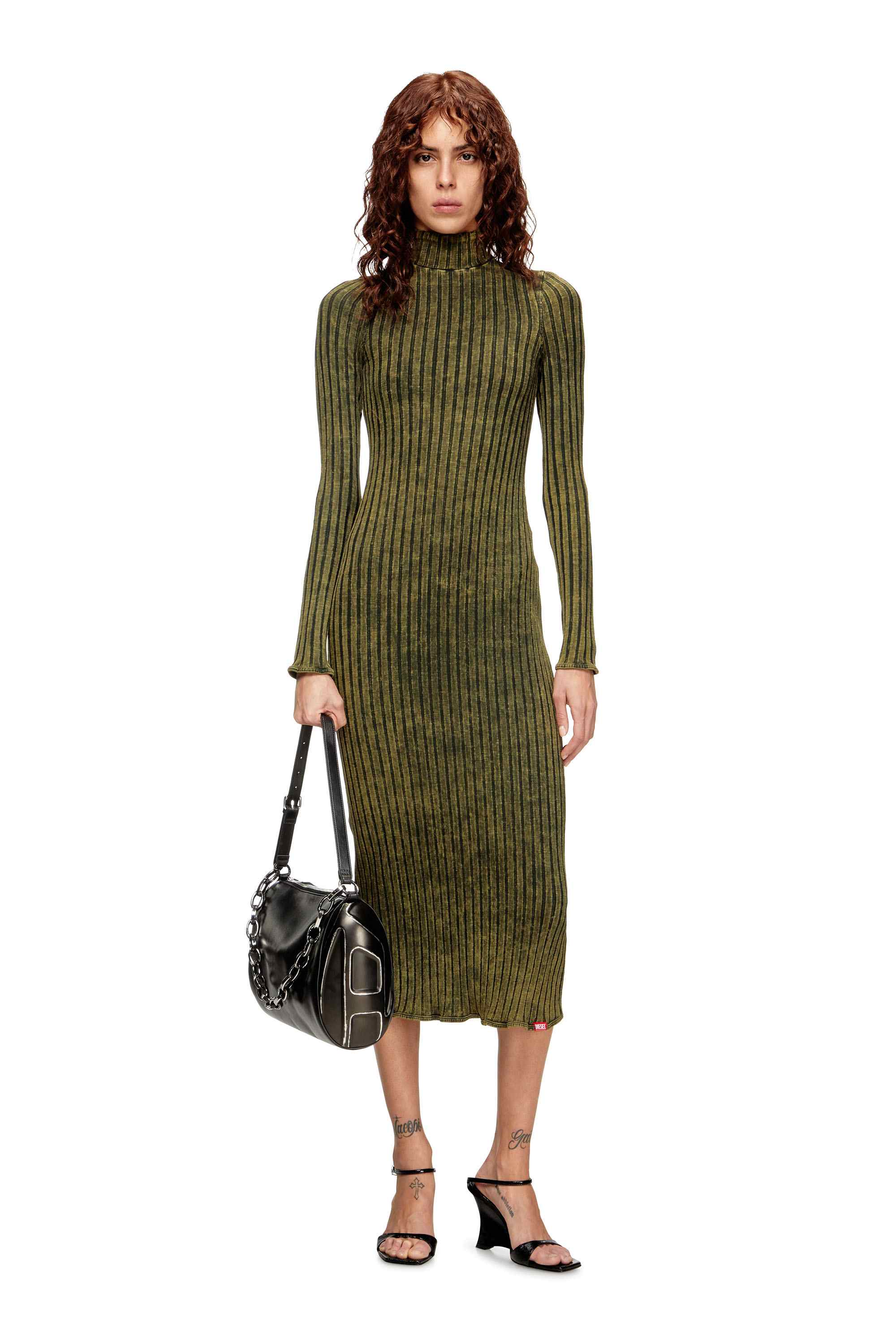 Olive Midi dress in treated wide-rib jersey