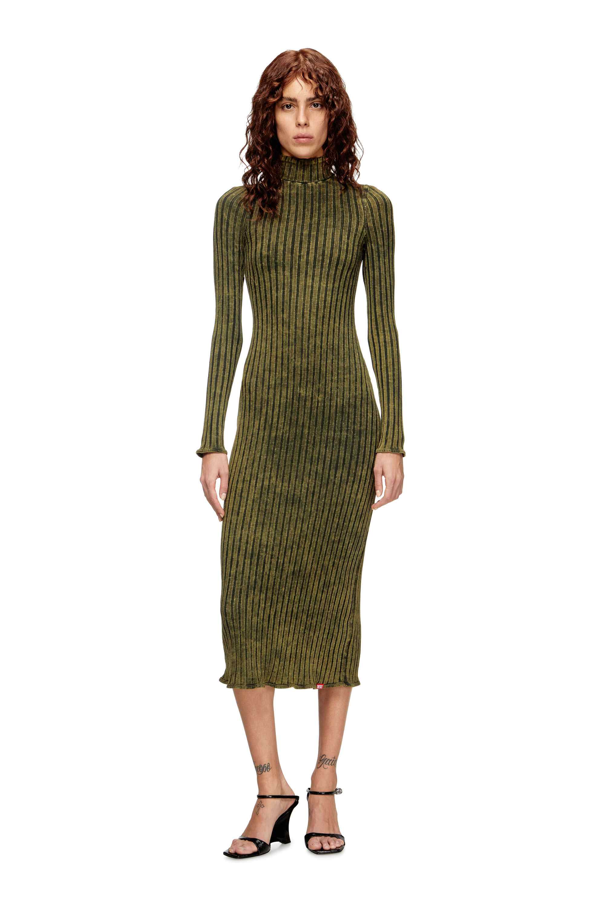Olive Midi dress in treated wide-rib jersey