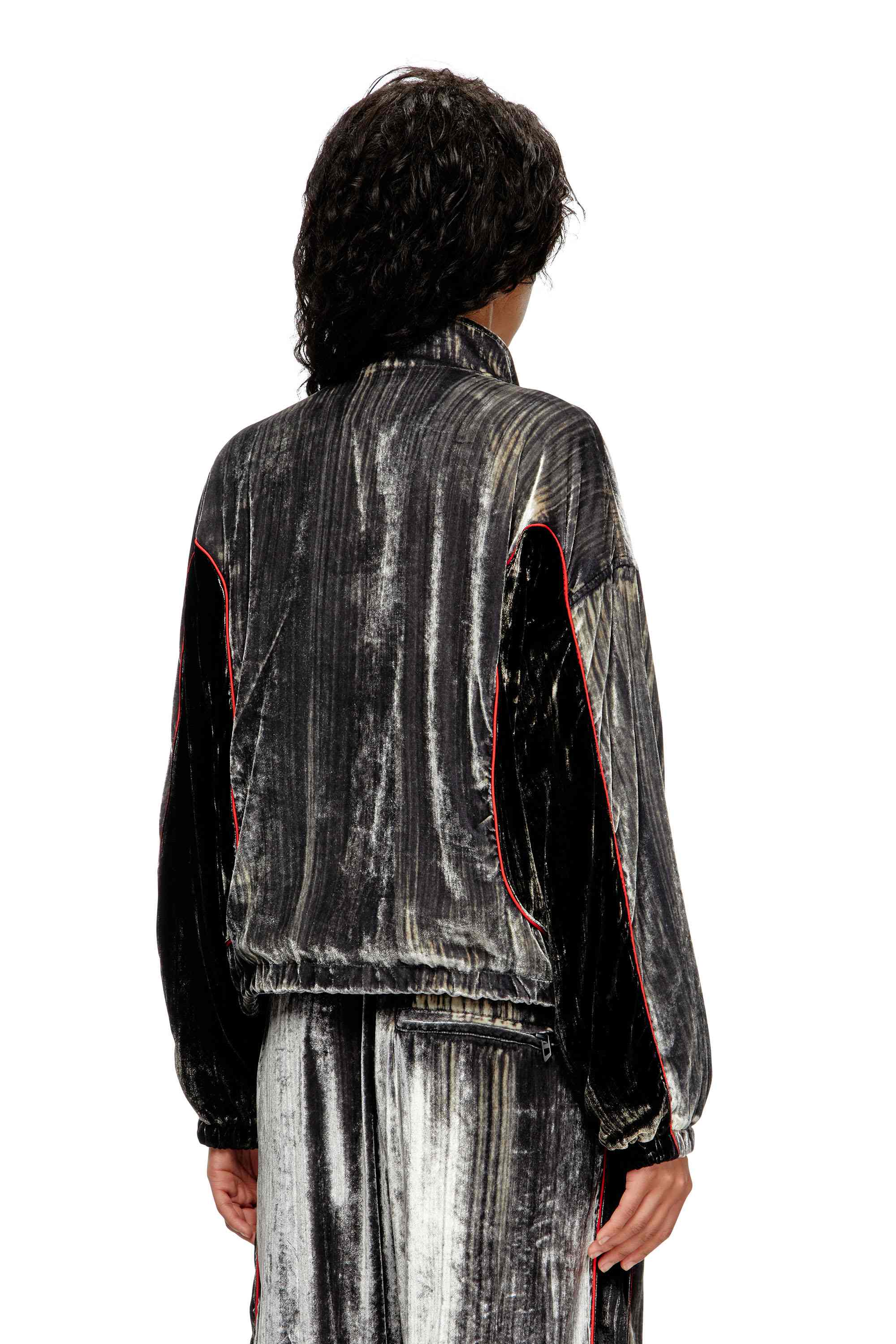 Dark Grey Track jacket in treated velvet