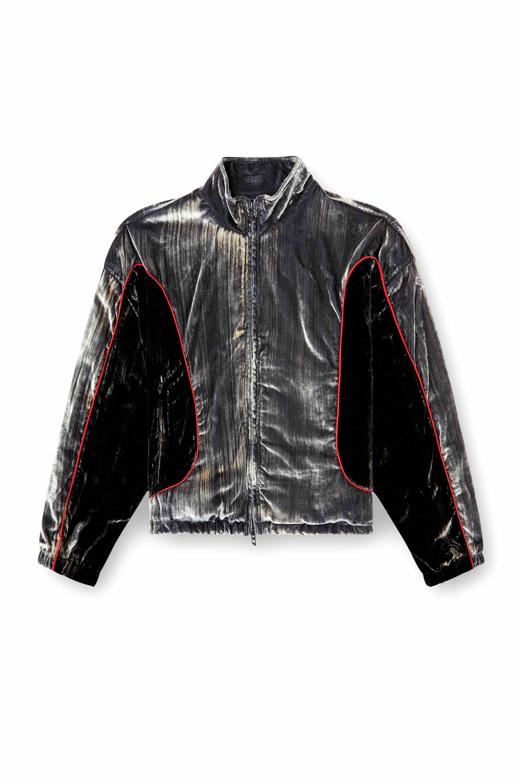 Dark Grey Track jacket in treated velvet