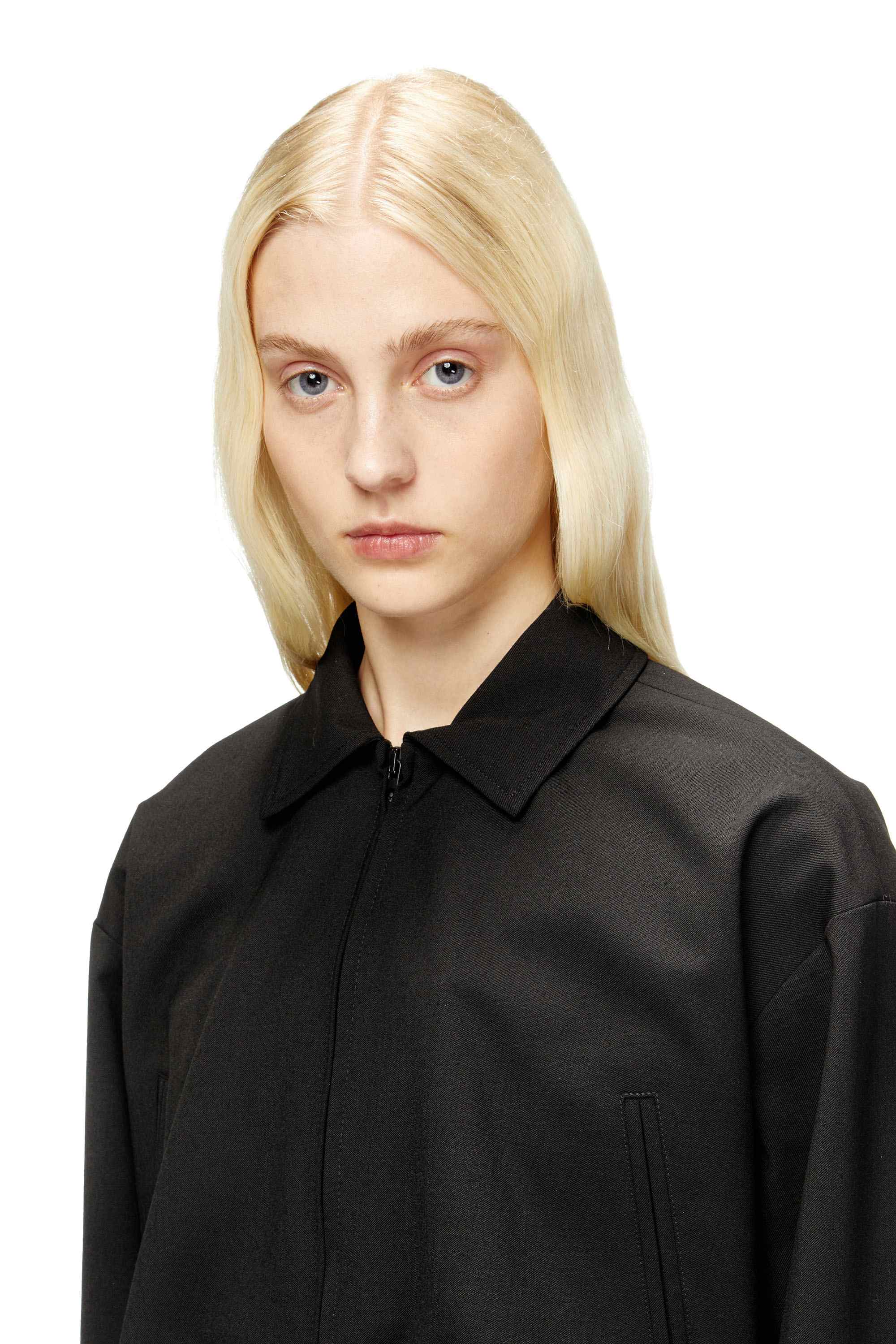 Black Cropped jacket in tailoring fabric and nylon