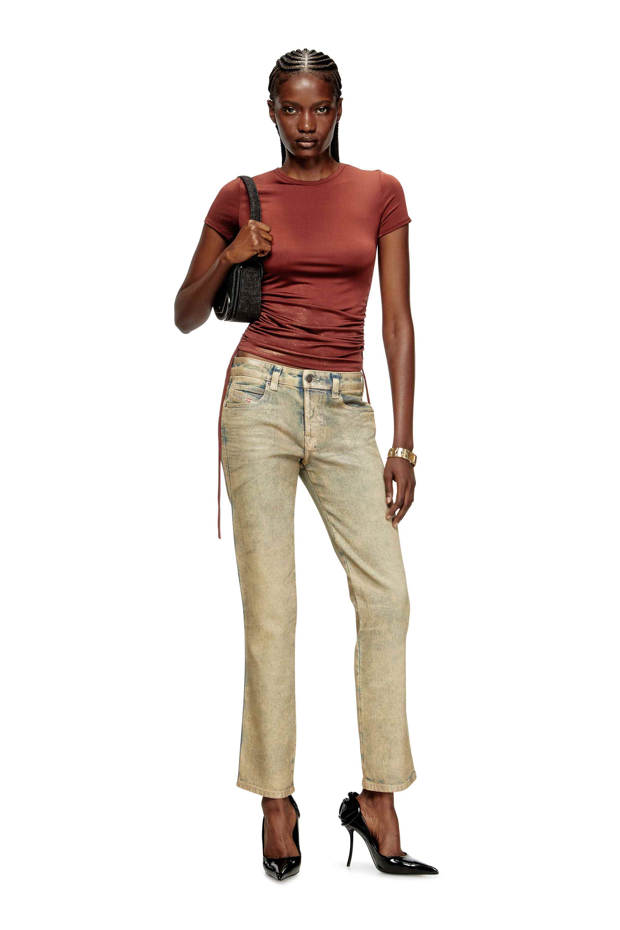 Red Jersey top with drawstring sides