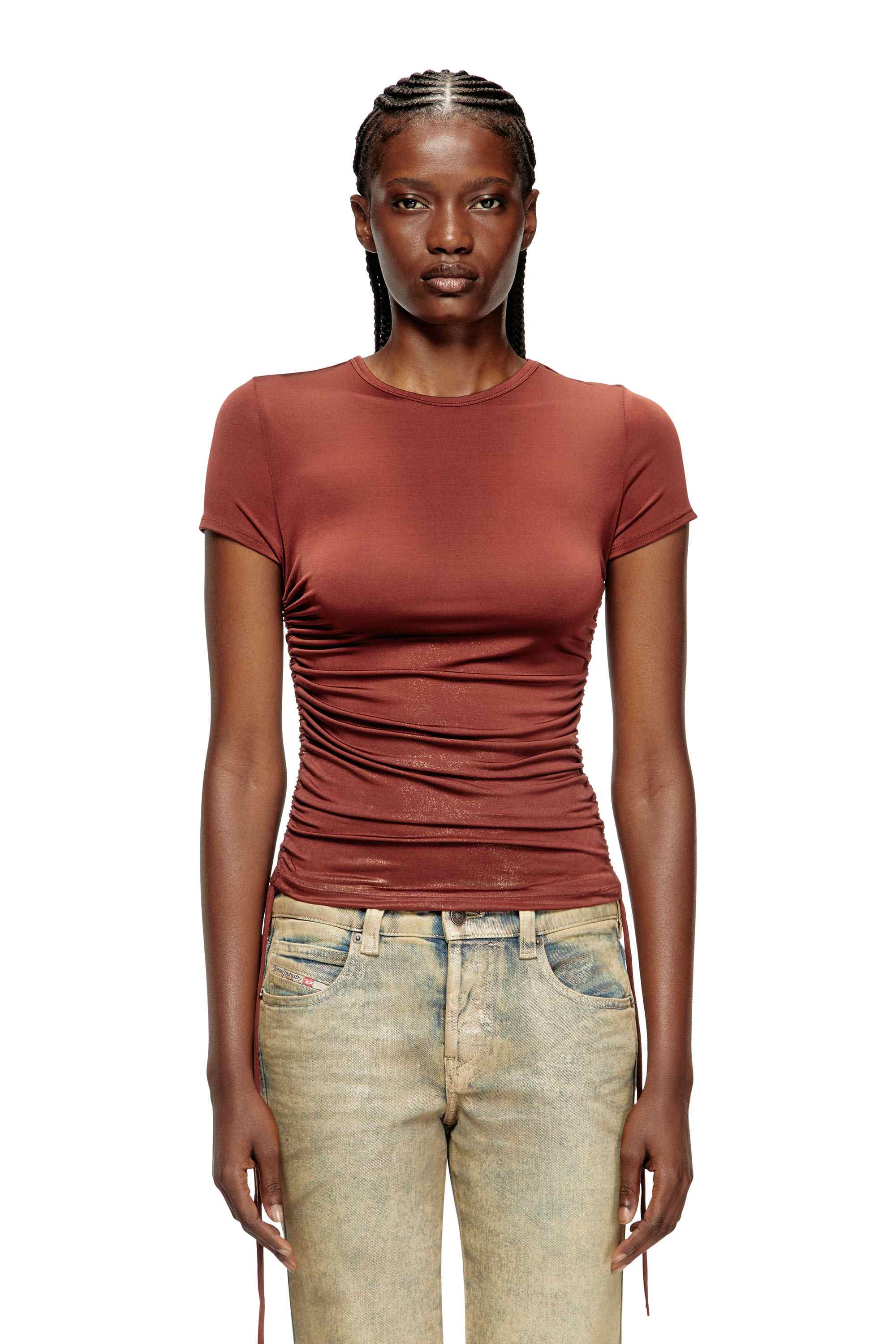 Red Jersey top with drawstring sides