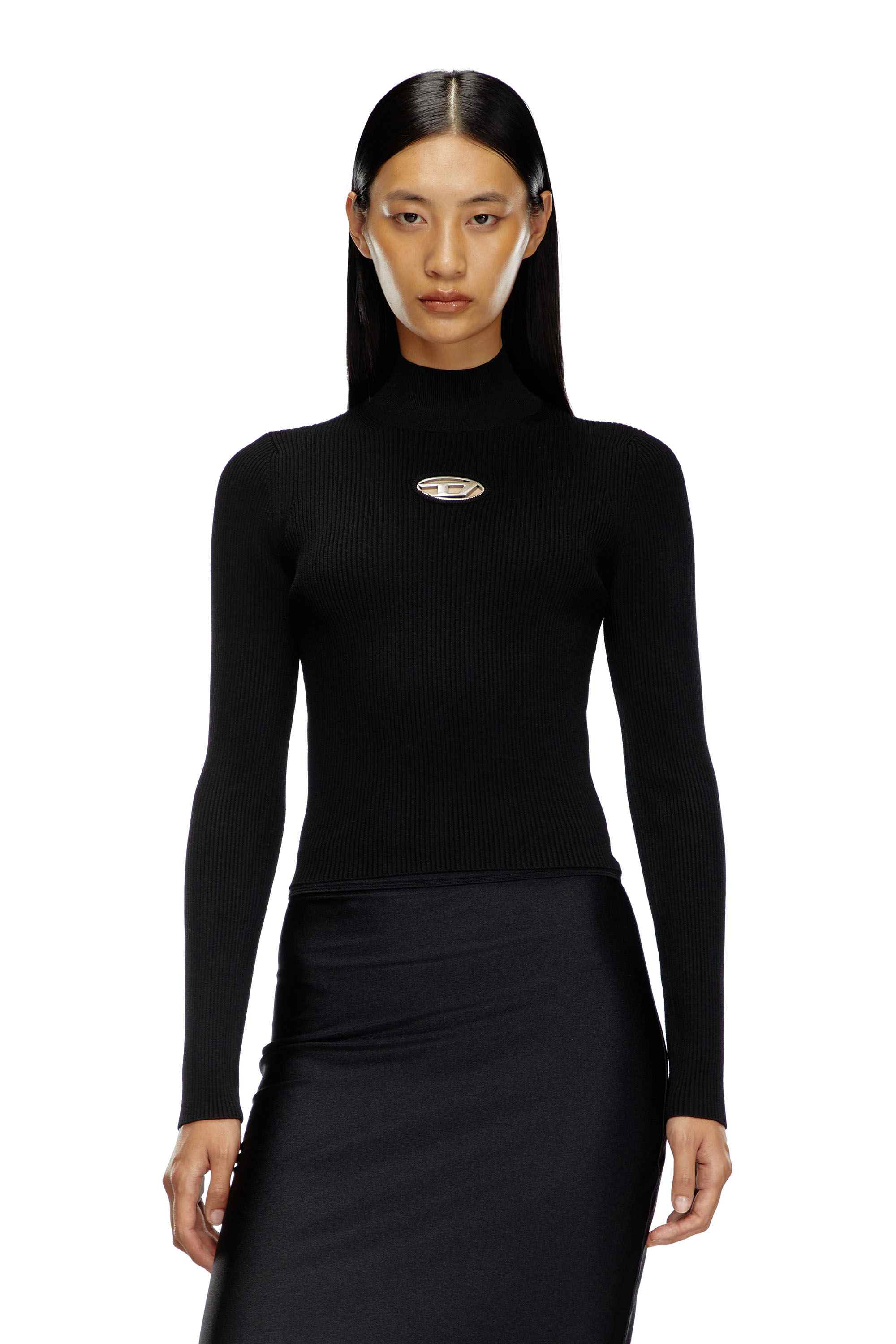 Black Rib-knit top