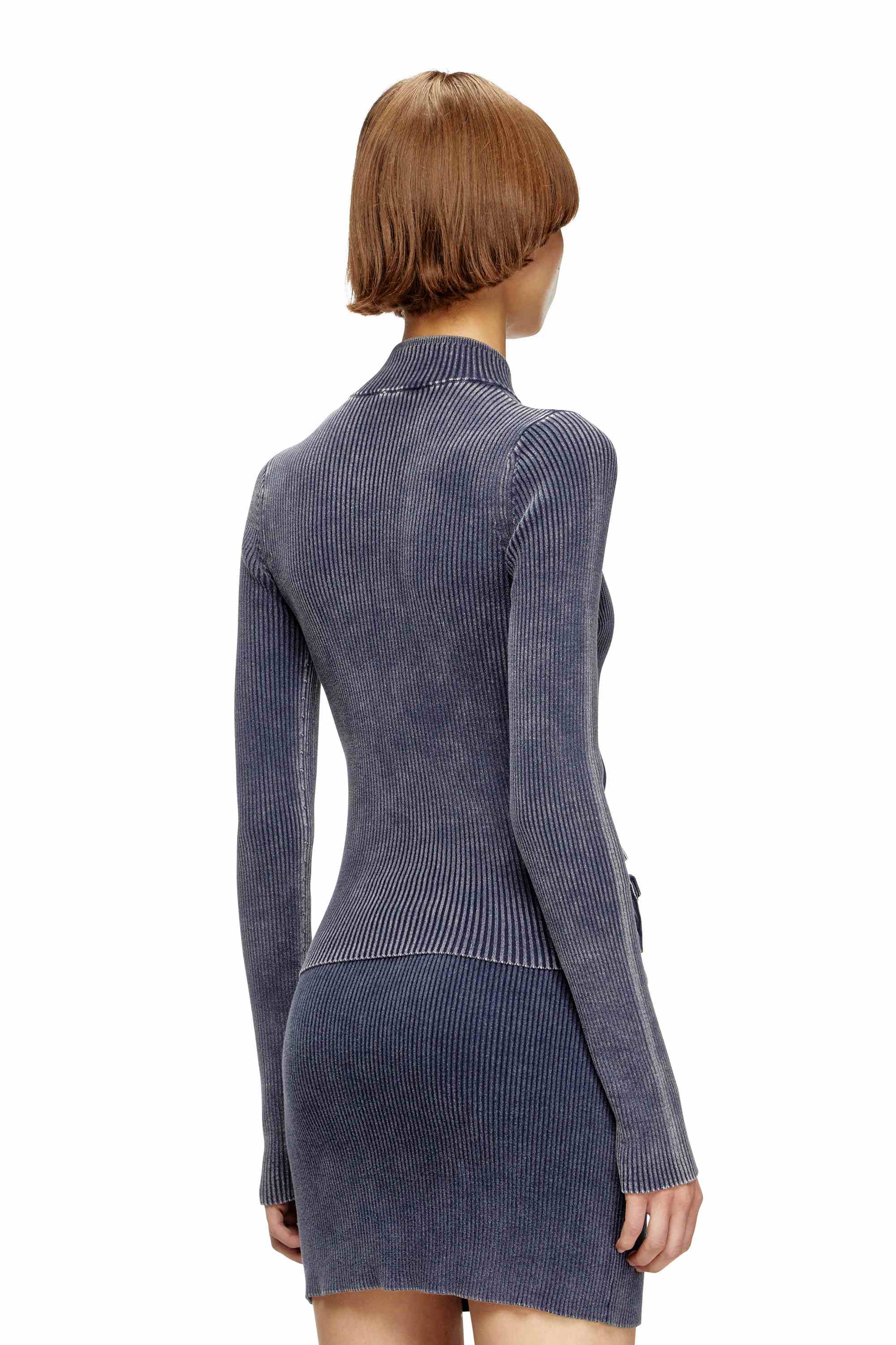 Blue Zip-up cardigan with denim cargo pockets