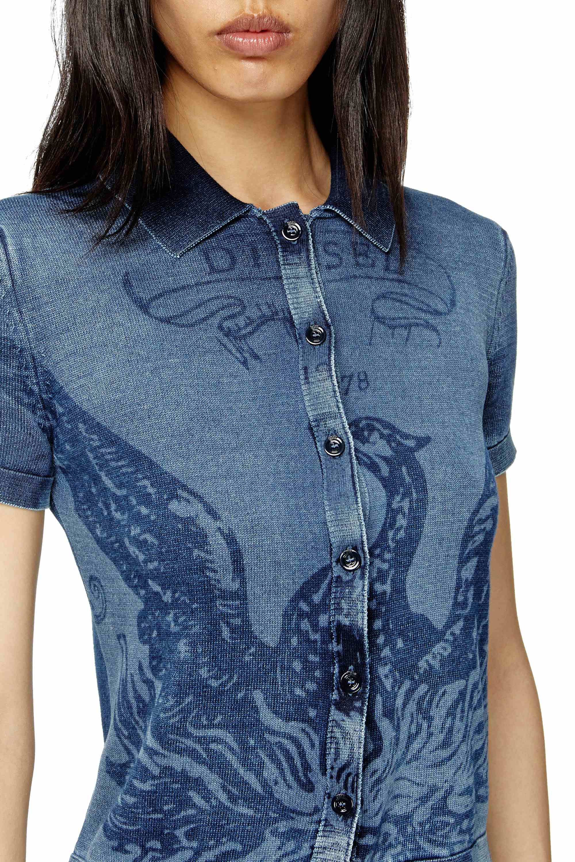 Blue Indigo shirt-cardigan with Phoenix logo