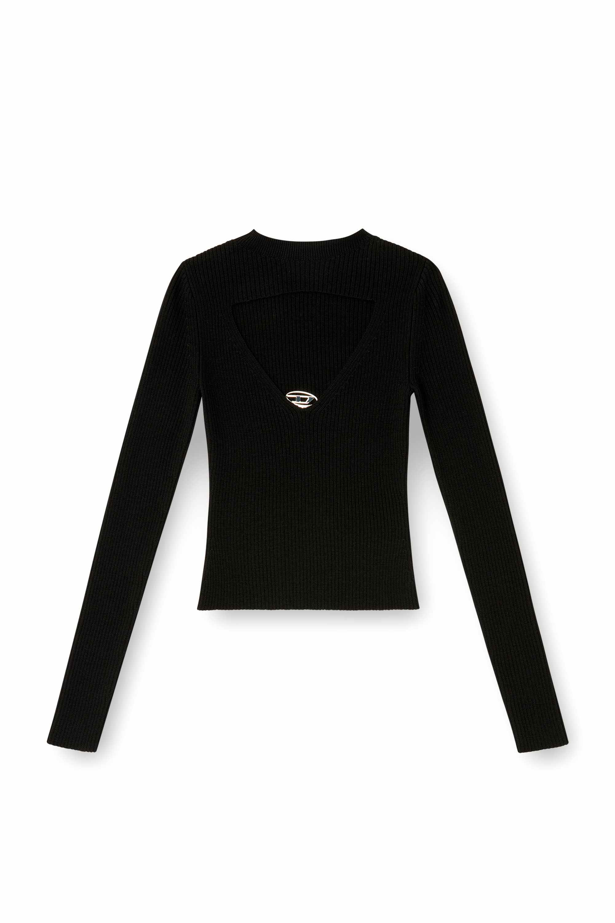Black Ribbed wool jumper with cut-out