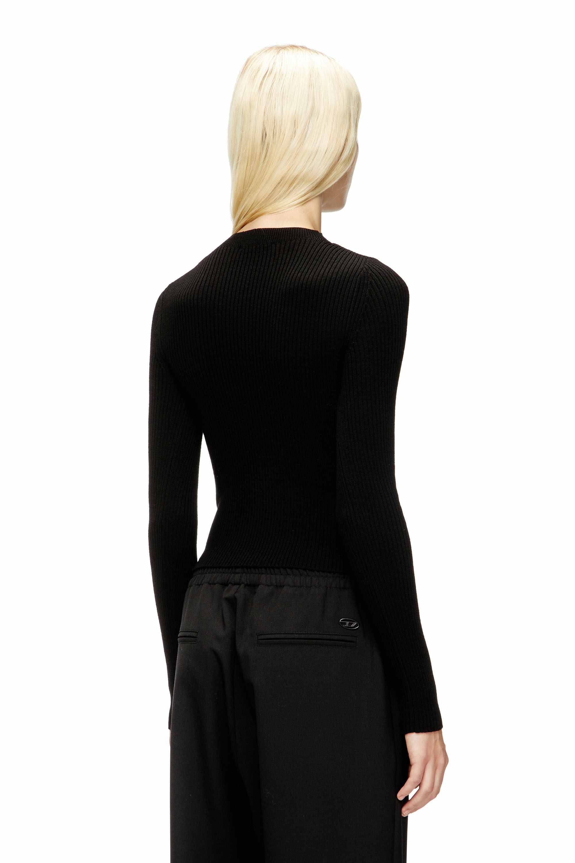 Black Ribbed wool jumper with cut-out