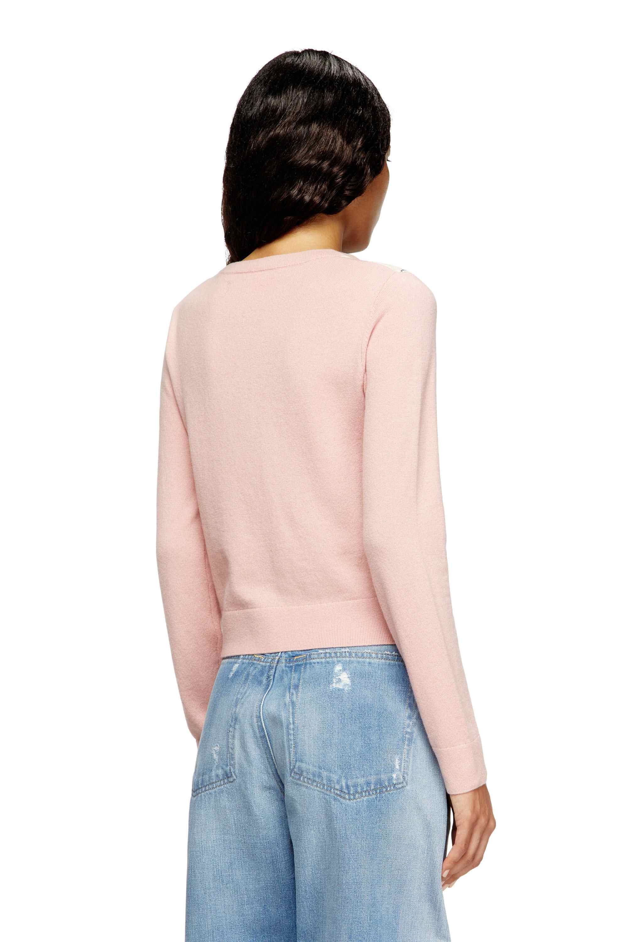 Pink Cut-out jumper in argyle wool