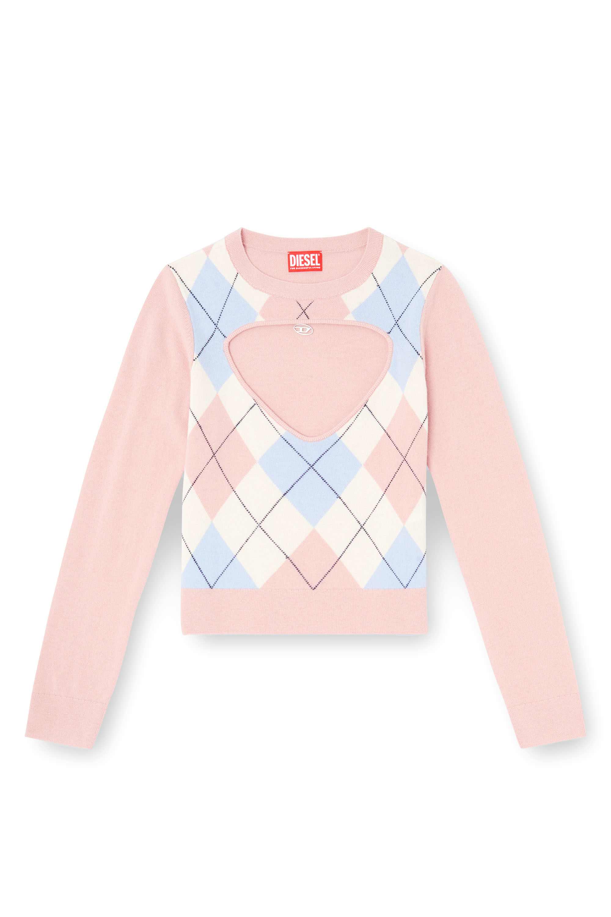 Pink Cut-out jumper in argyle wool