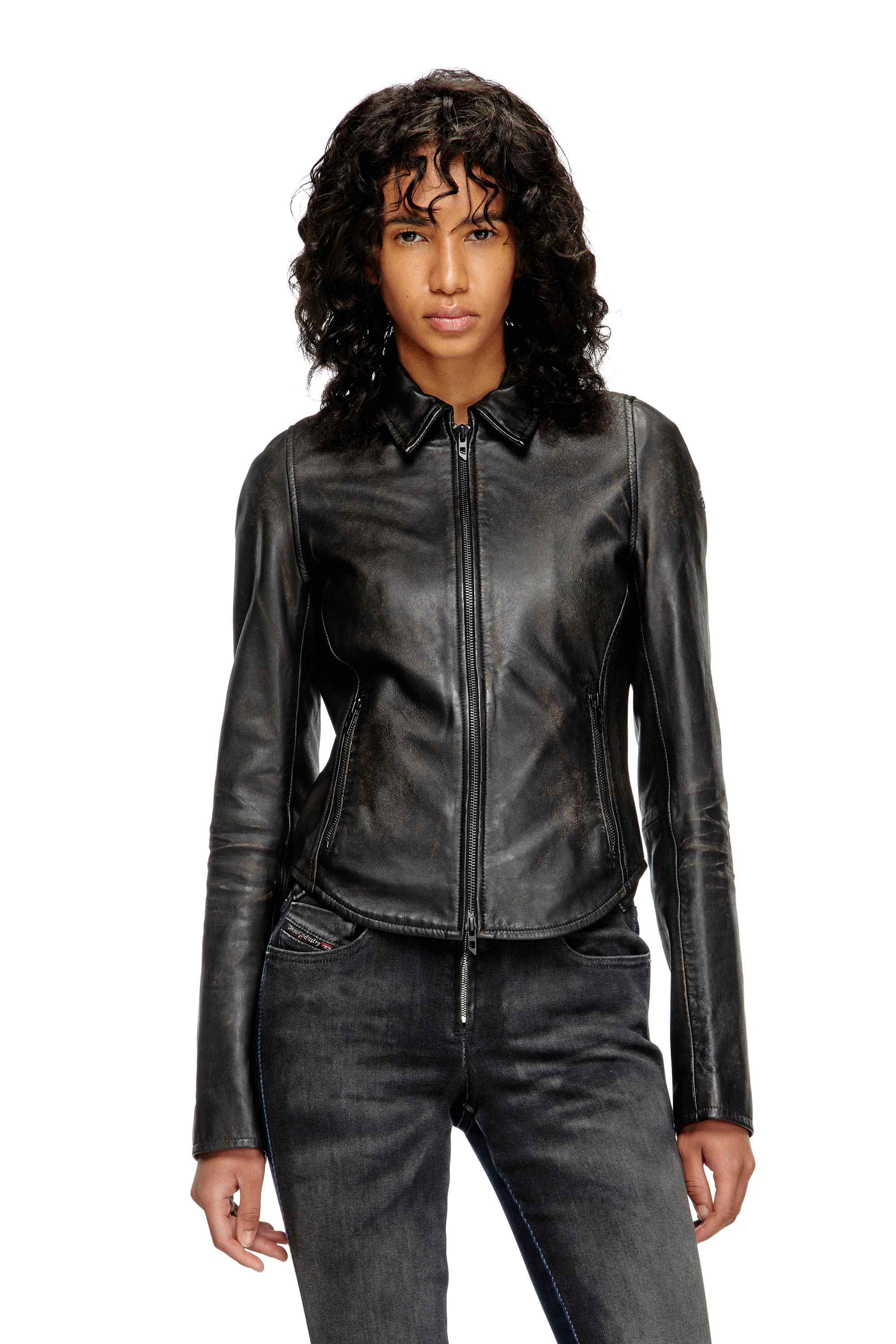 Black Distressed leather jacket