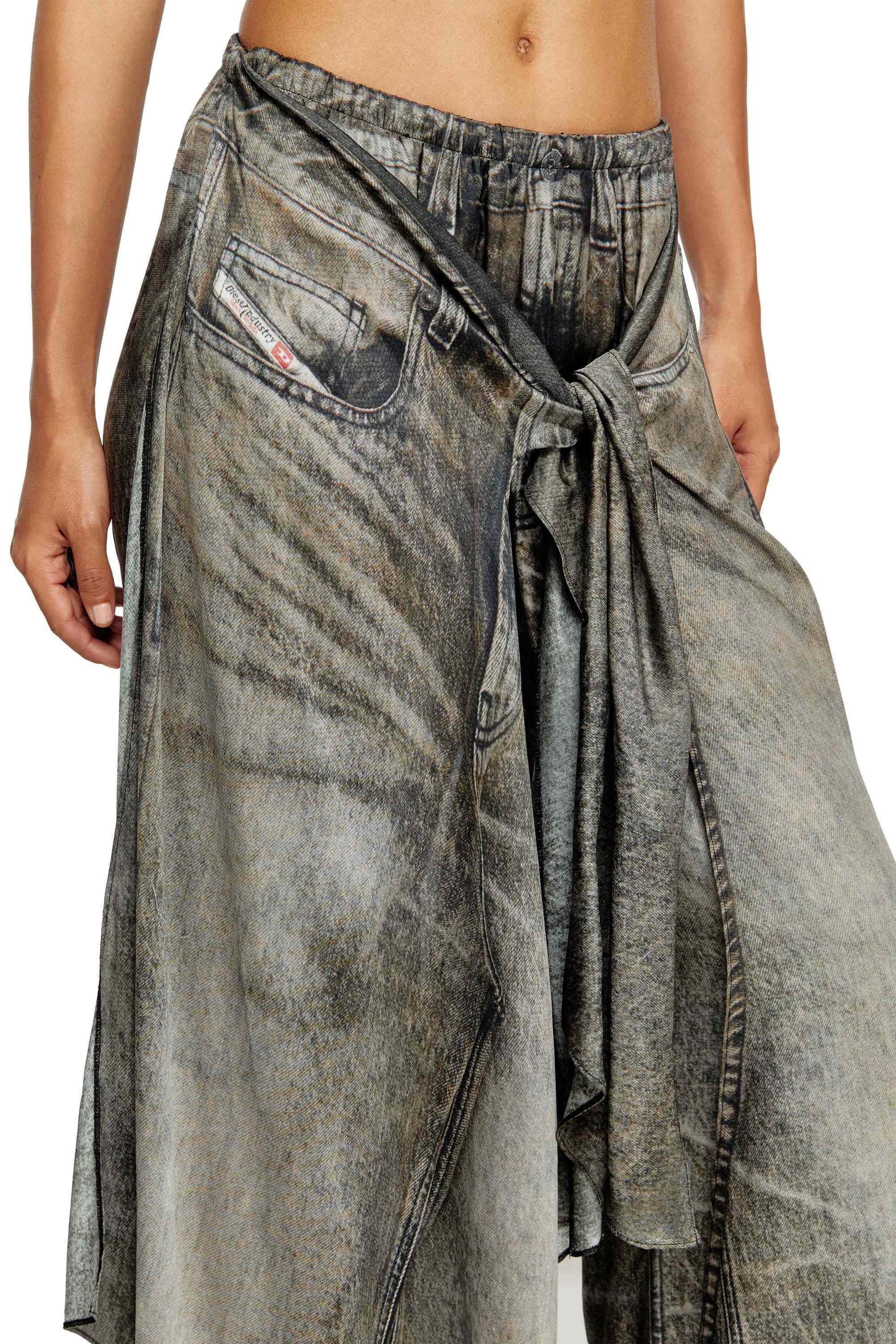 Black Wrap pants in denim-look viscose