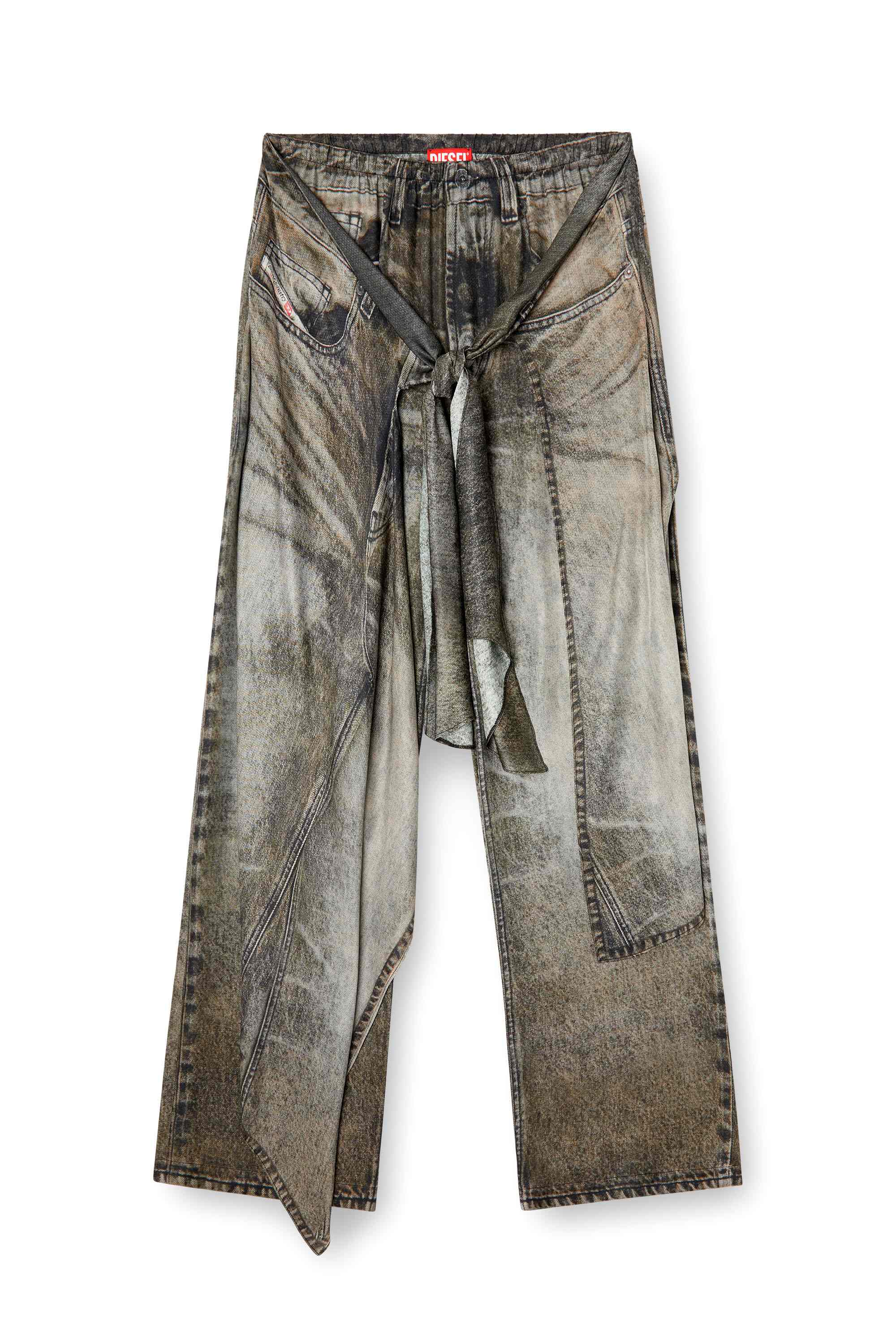 Black Wrap pants in denim-look viscose