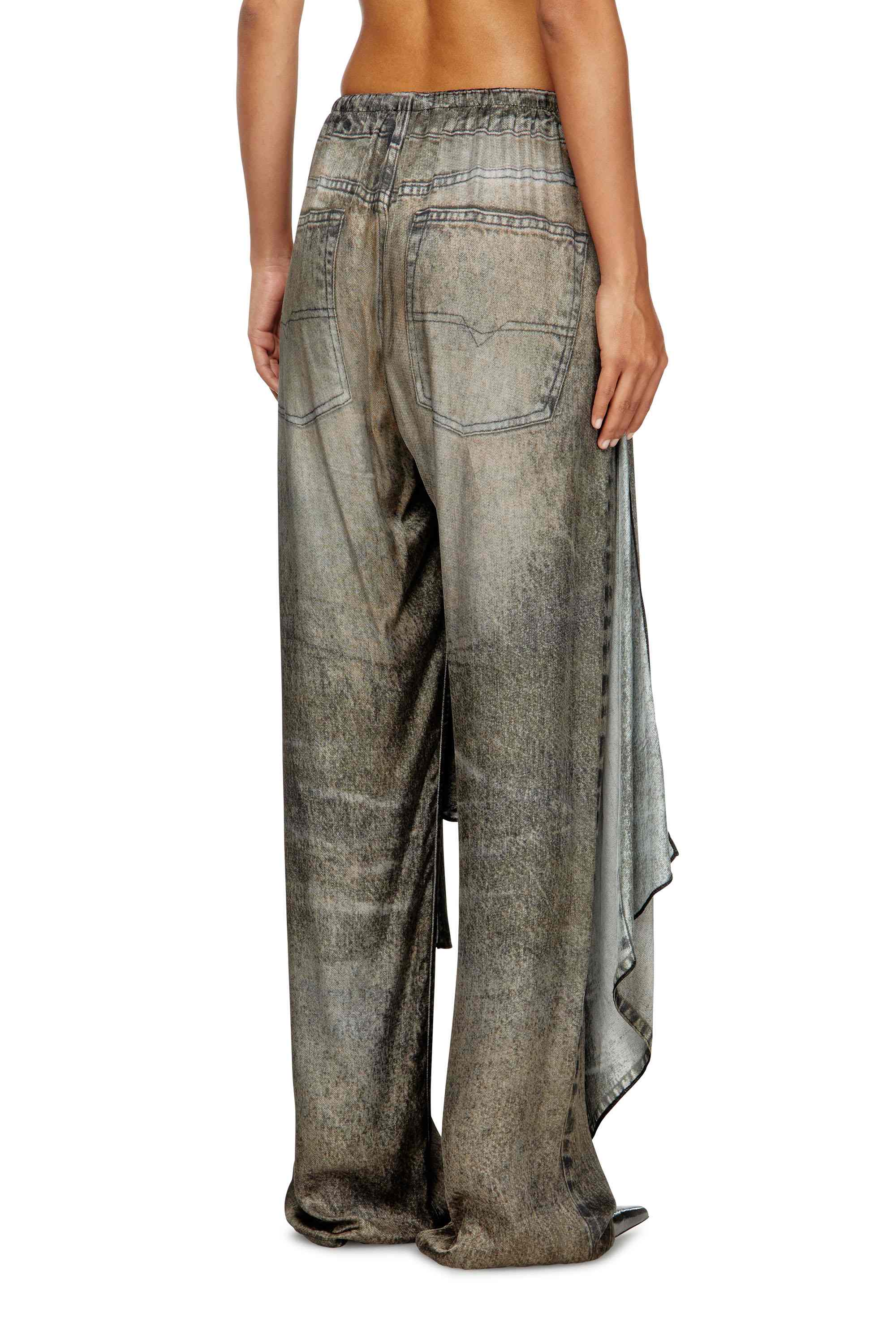 Black Wrap pants in denim-look viscose