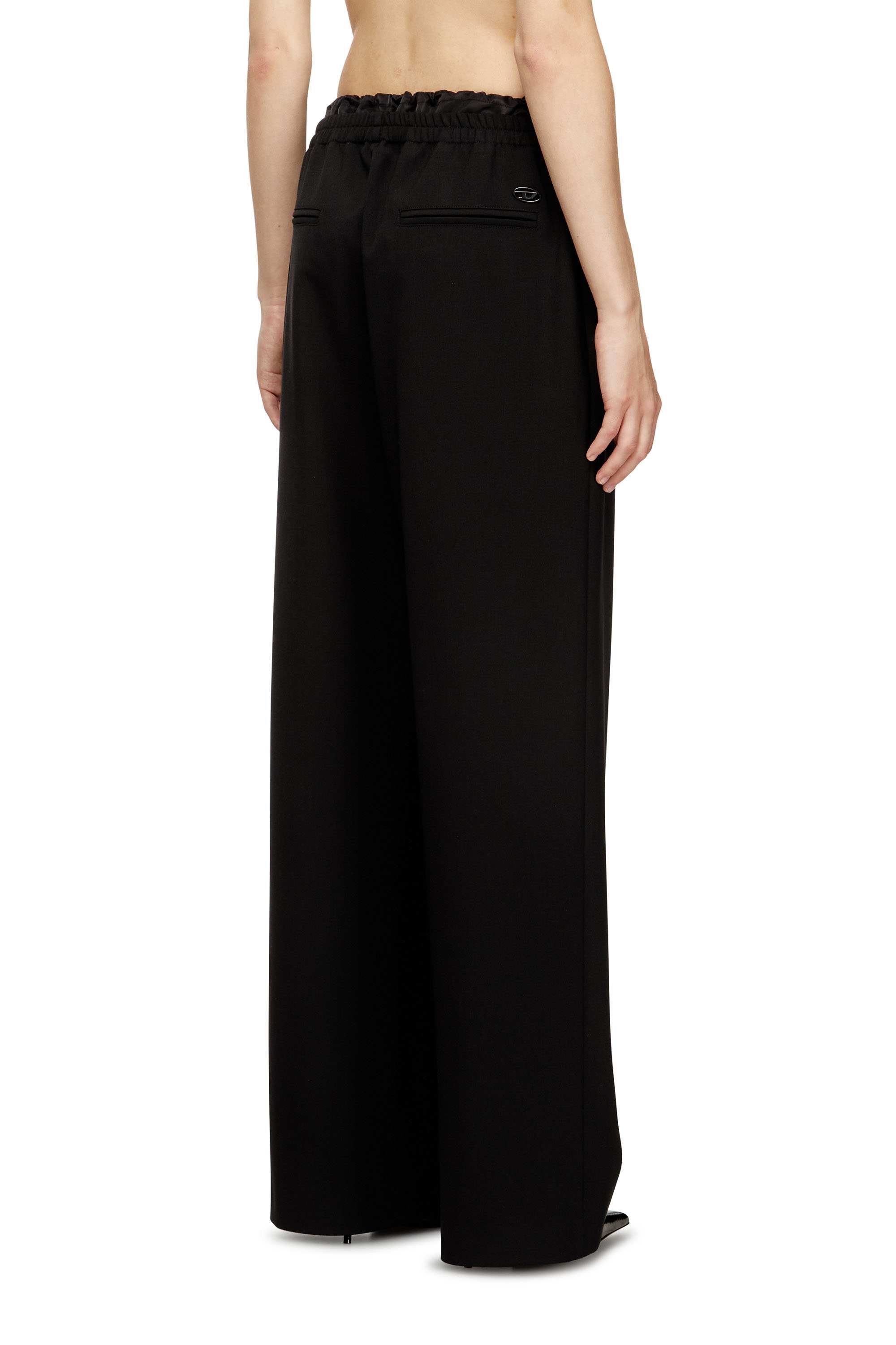 Black Wool pants with drawstring