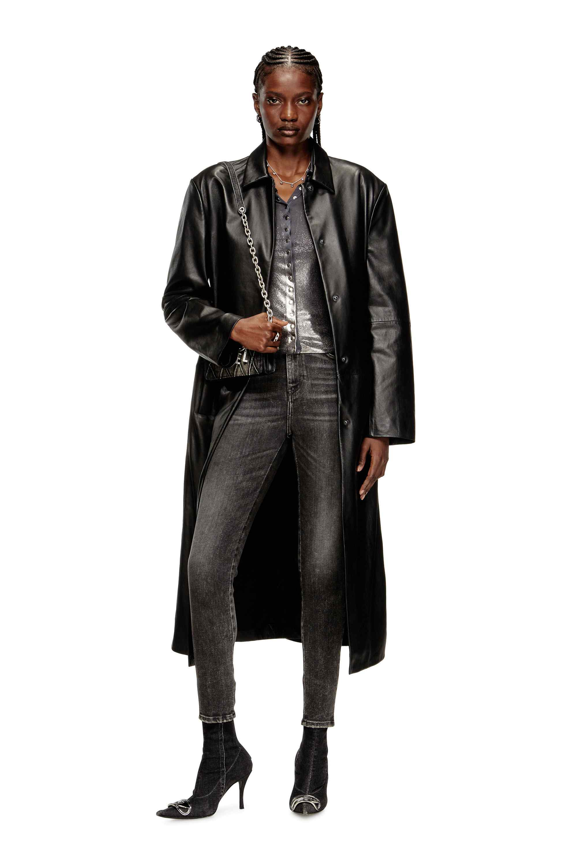 Dark Grey Shirt in acetate with buttons and metallic foil