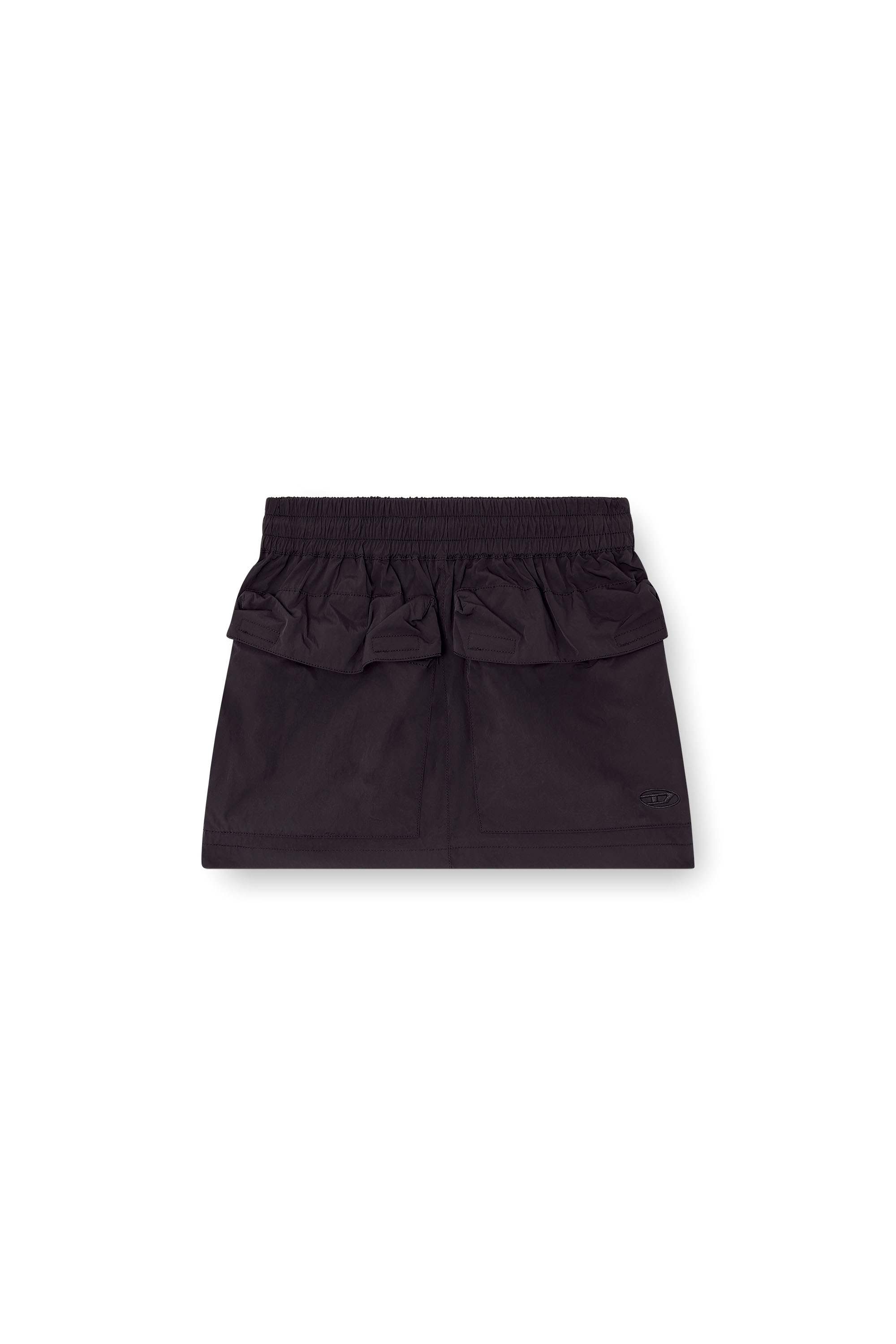 Black Crinkled mini skirt with utility pockets
