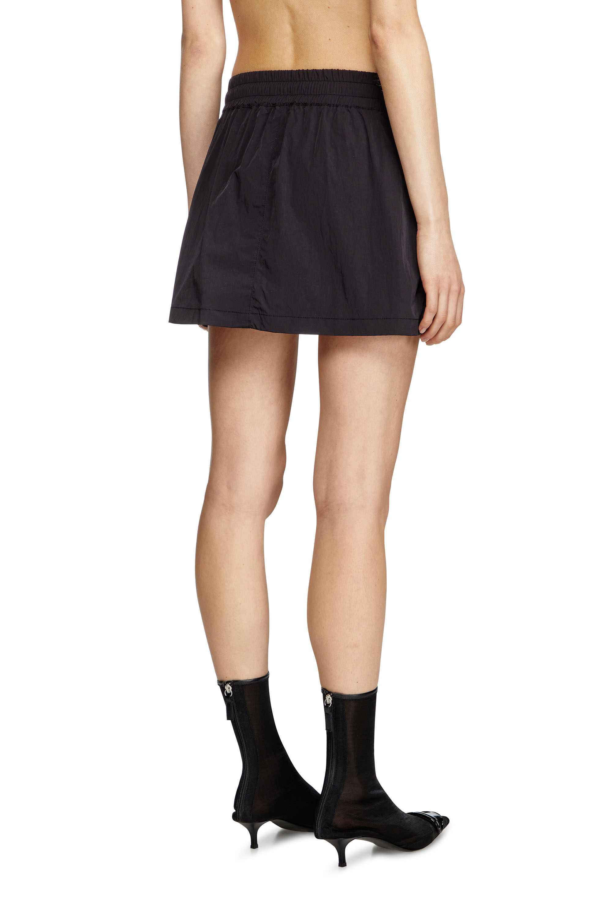 Black Crinkled mini skirt with utility pockets