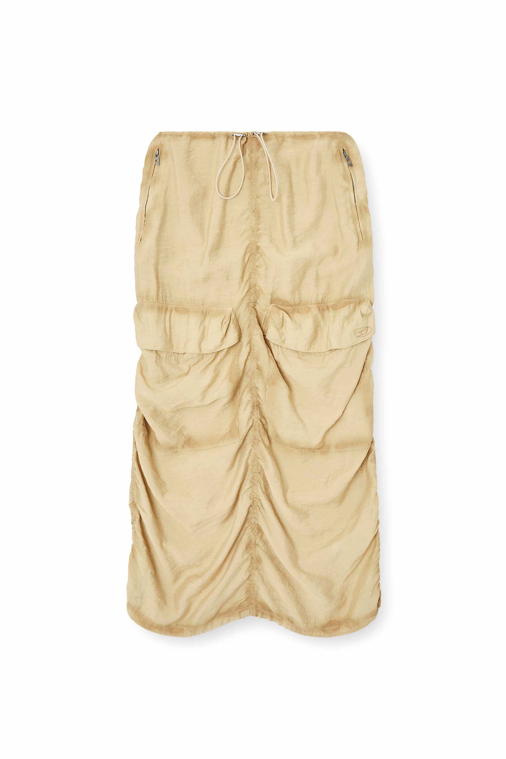 Beige Cargo midi skirt in treated viscose-nylon