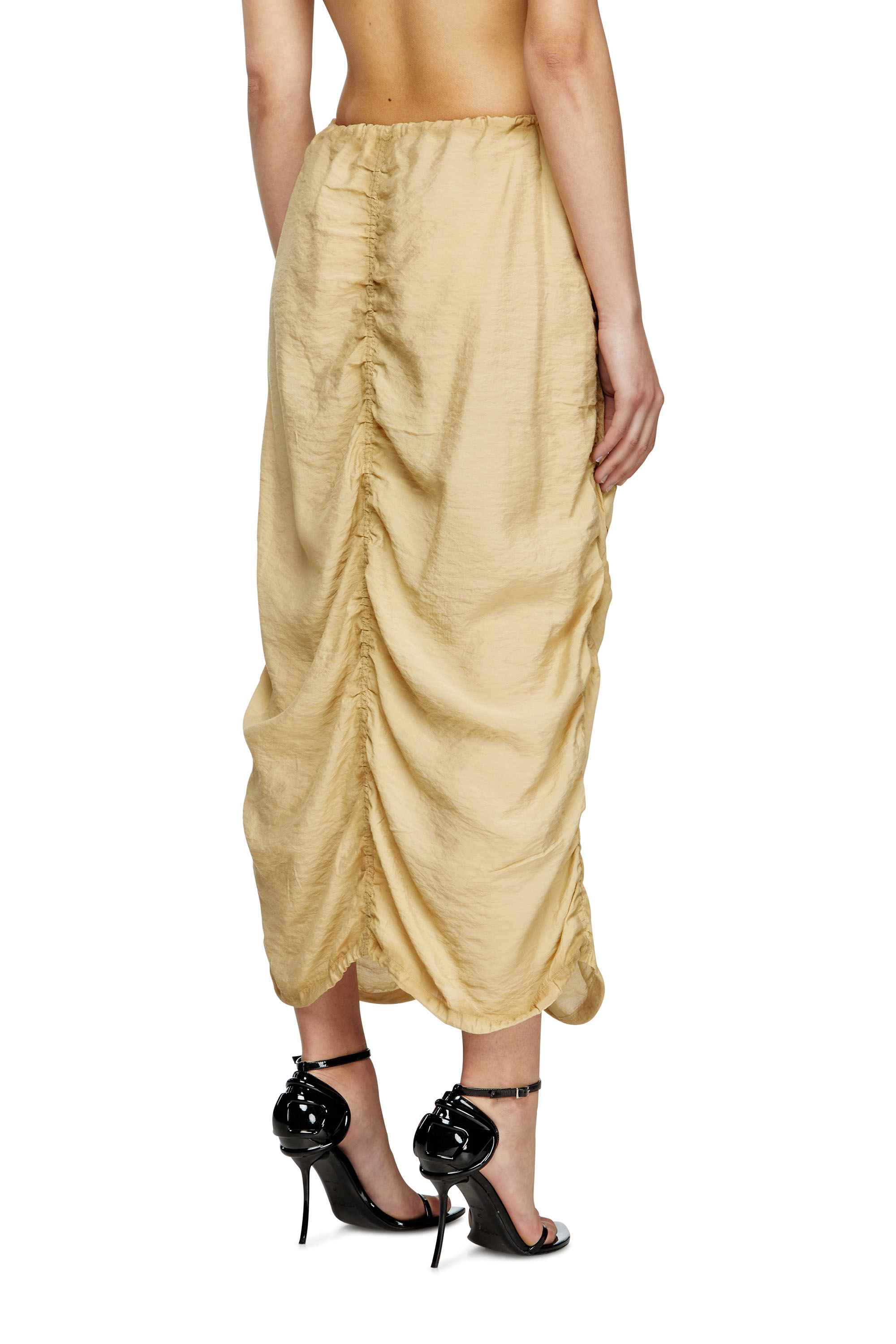 Beige Cargo midi skirt in treated viscose-nylon