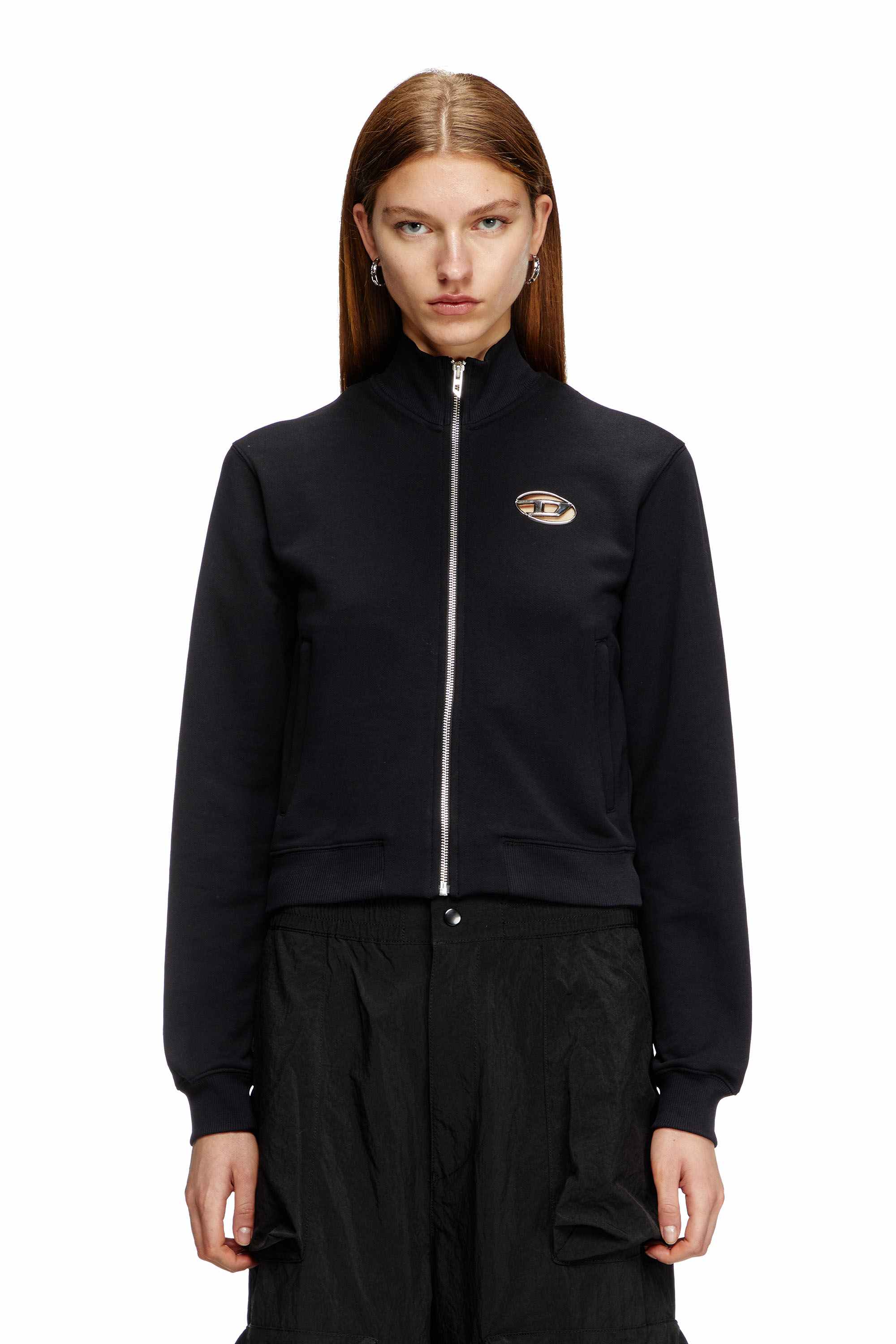 Black Zip-up sweatshirt with cut-out logo