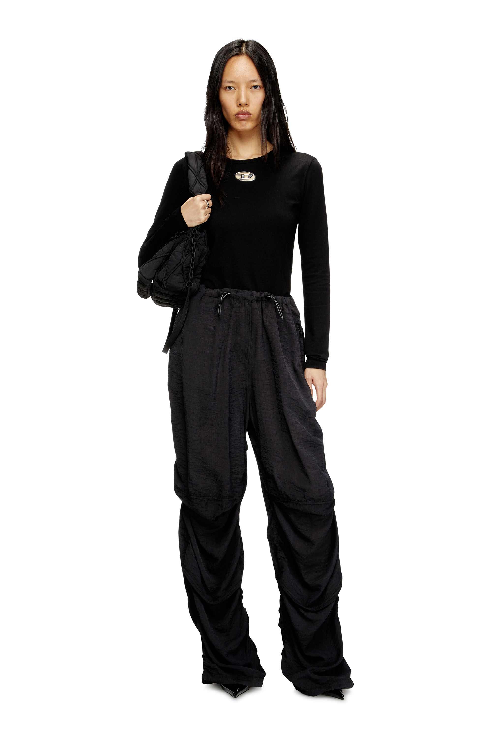 Black Long-sleeve top with Oval D cut-out