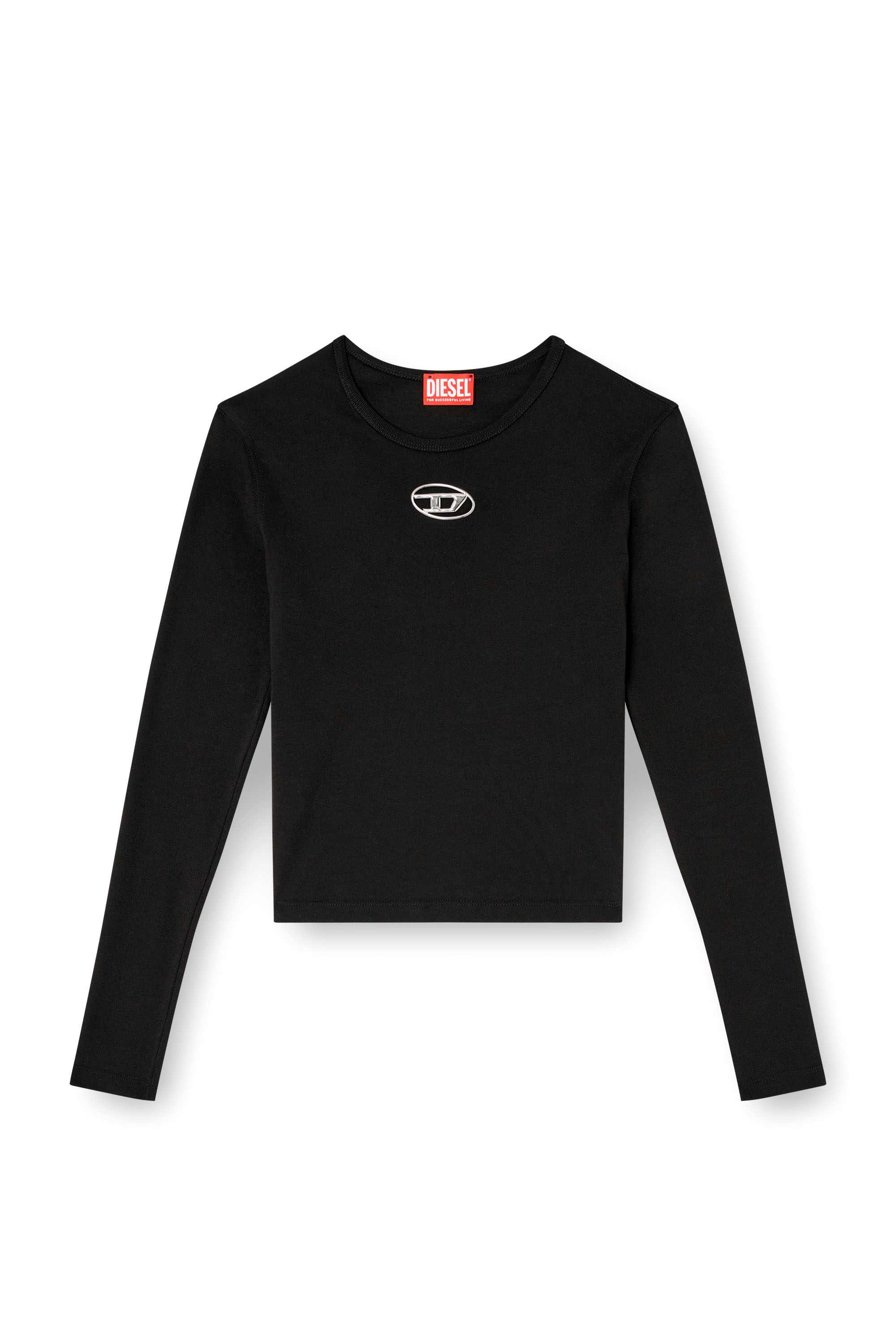 Black Long-sleeve top with Oval D cut-out