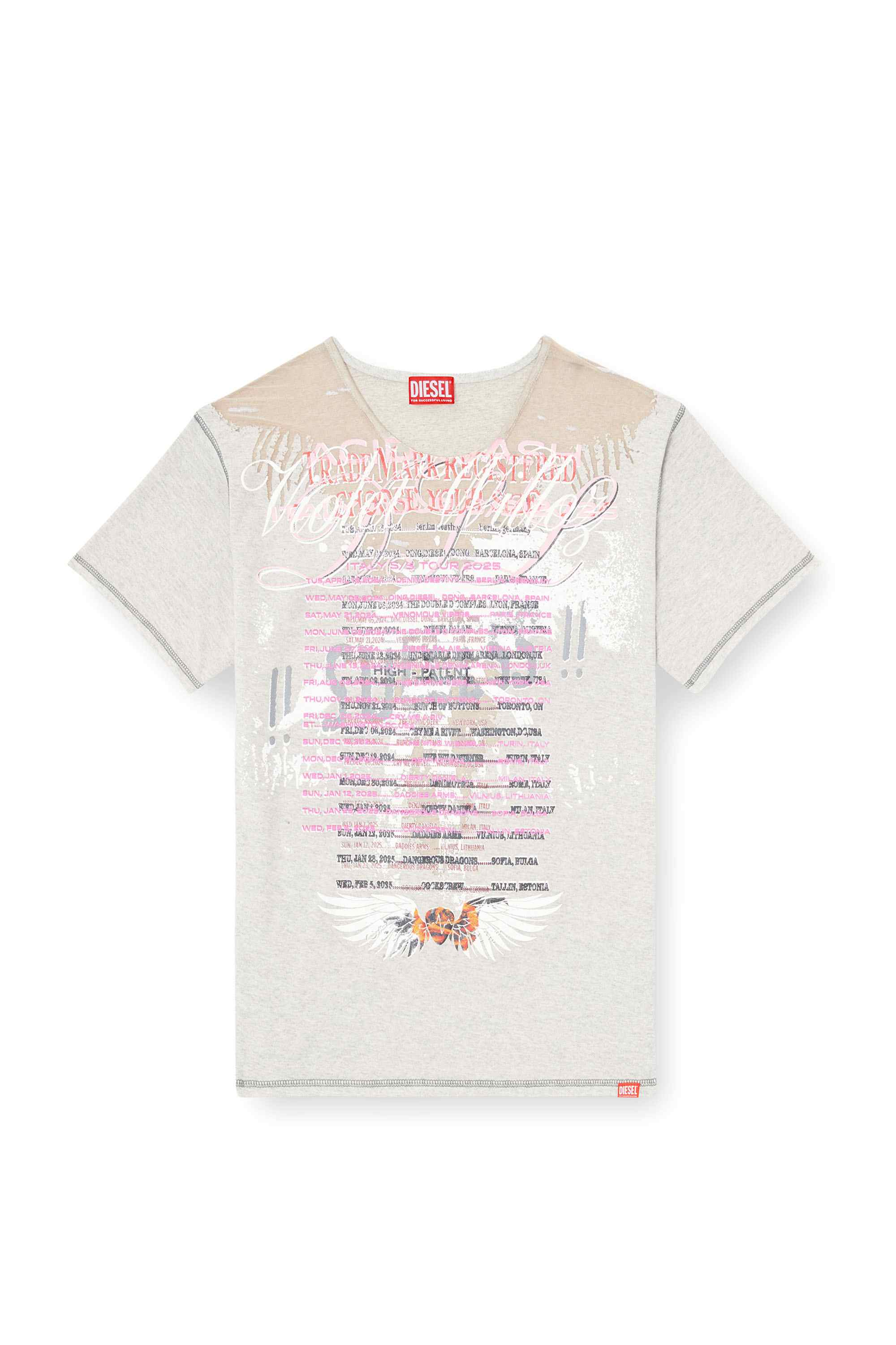 Grey Crew neck T-shirt with lyrics print