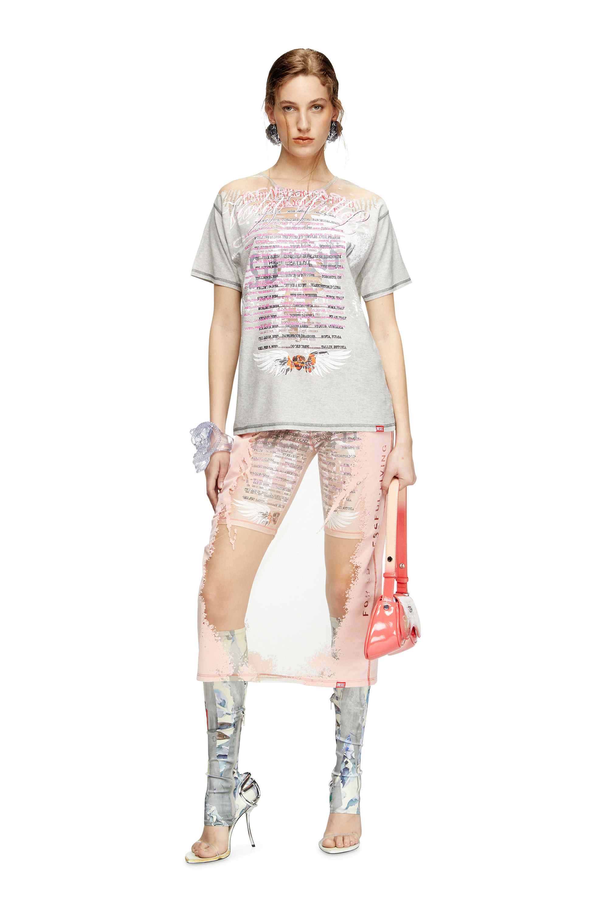 Grey Crew neck T-shirt with lyrics print