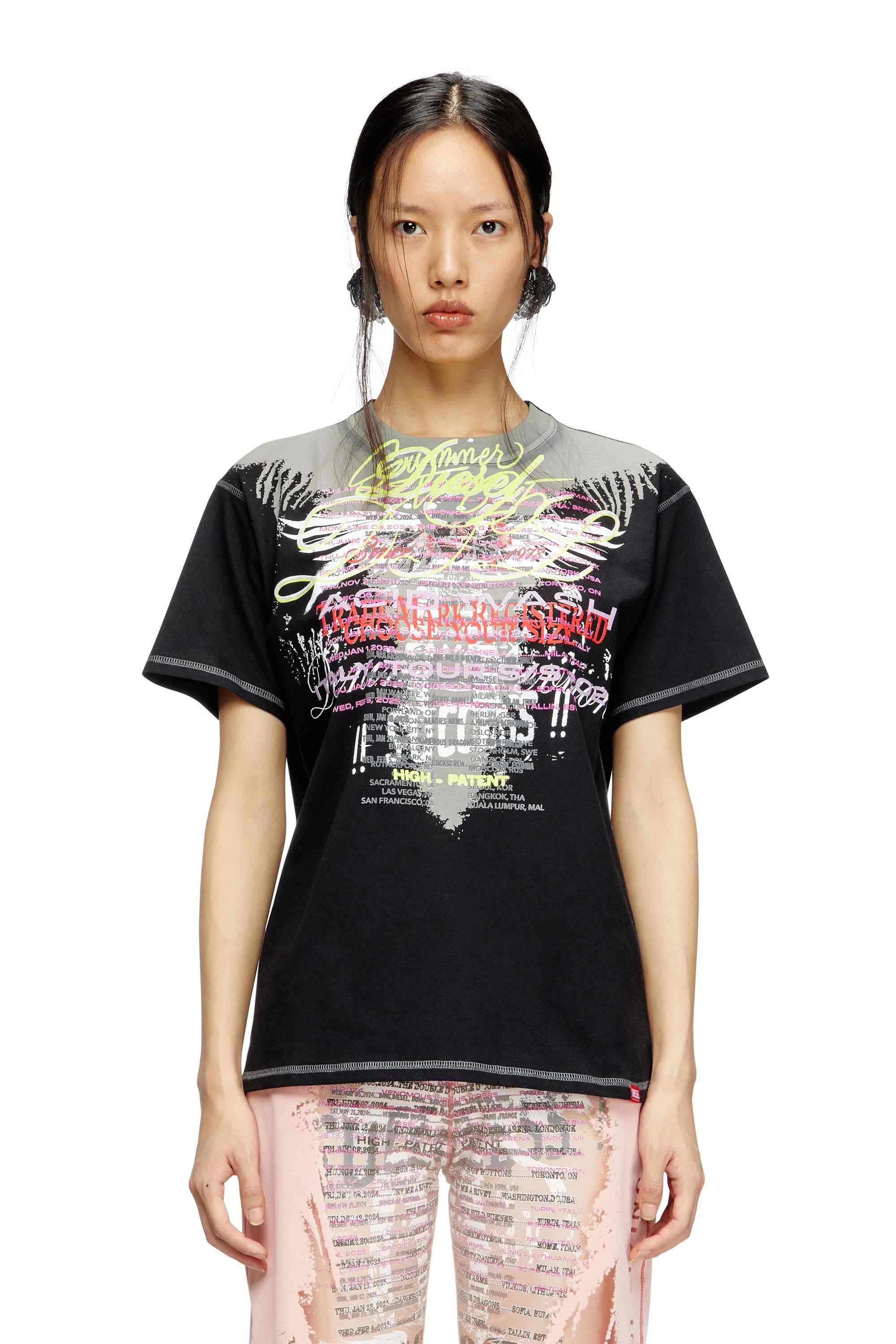 Black Crew neck T-shirt with lyrics print